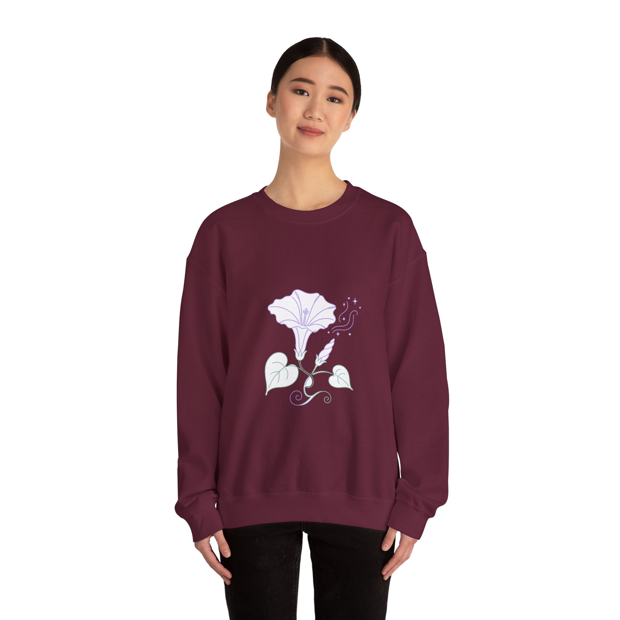 Matching Couple Sweatshirt - Sunflower & Moonflower Matching Couple Comfort Colors Crew Minimalist Art His Hers Christmas Gift - Design B