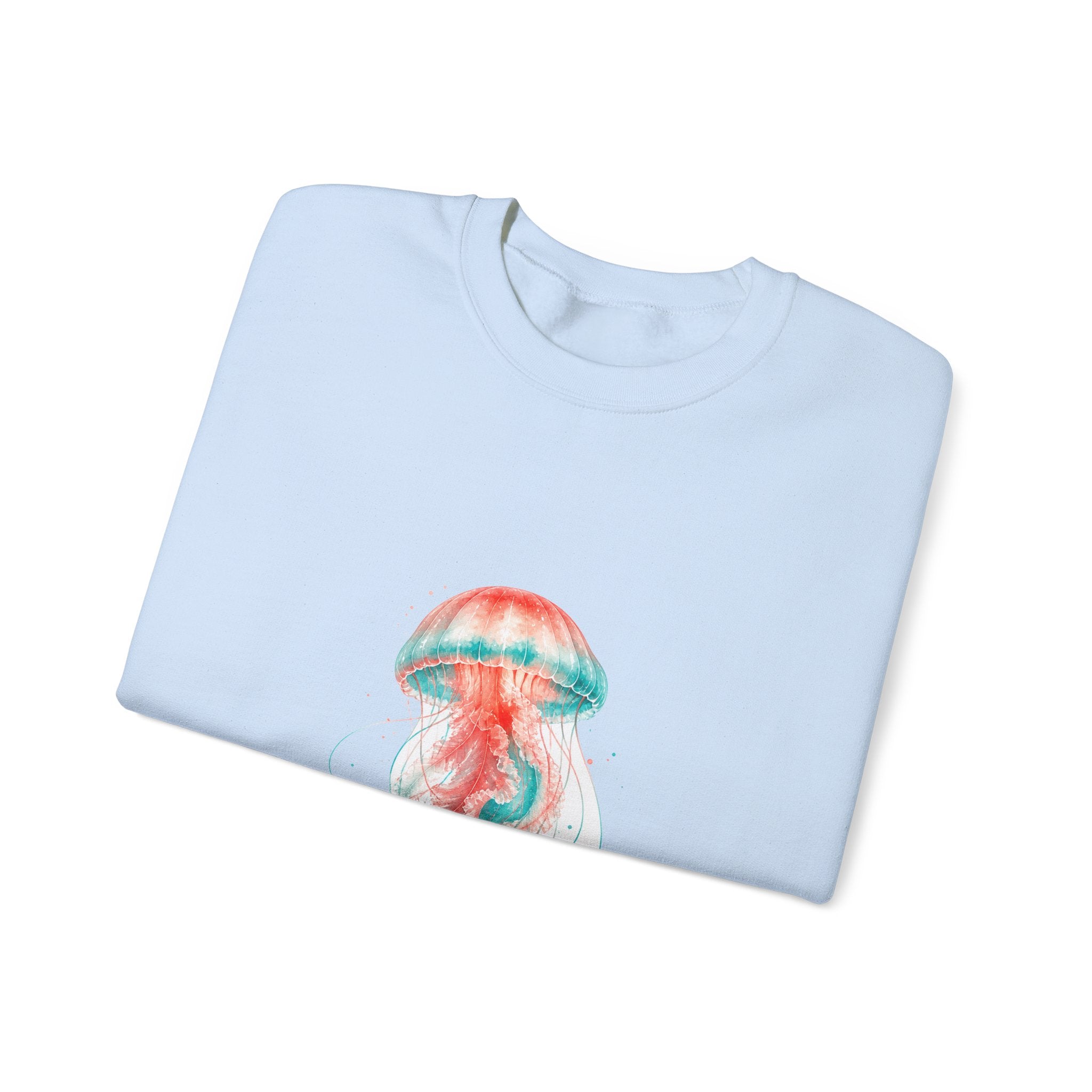 Matching Couple Sweatshirt - Octopus & Jellyfish Matching Couple Premium Fleece Sweatshirt Watercolor Art His Hers Birthday Gift - Design B