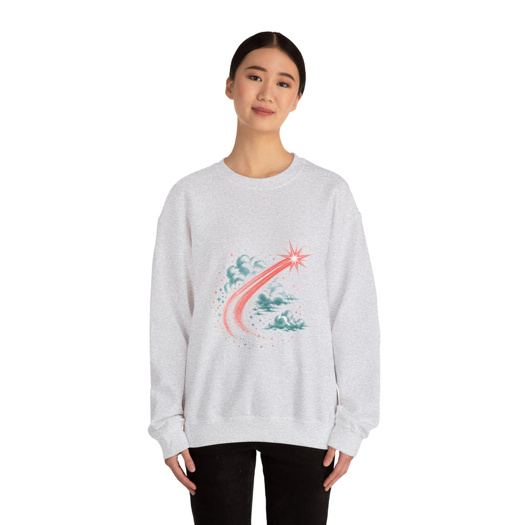 Matching Couple Sweatshirt - Shooting Star & North Star Matching Couple Premium Fleece Sweatshirt Vintage Art His Hers Honeymoon Gift - Design A