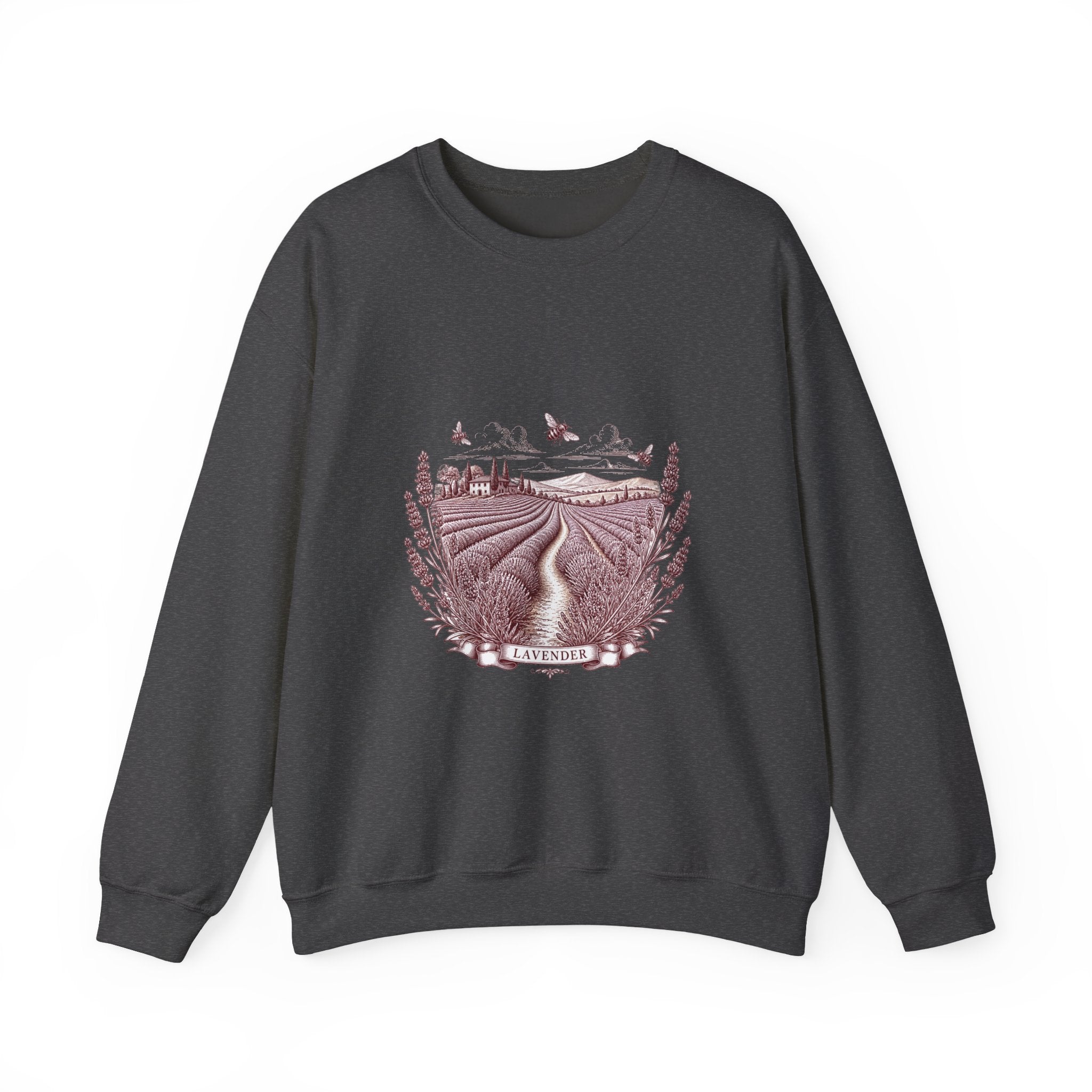 Matching Couple Sweatshirt - Lavender Fields & Canyon Matching Couple Crewneck Sweatshirt Vintage Art His Hers Wedding Gift - Design A