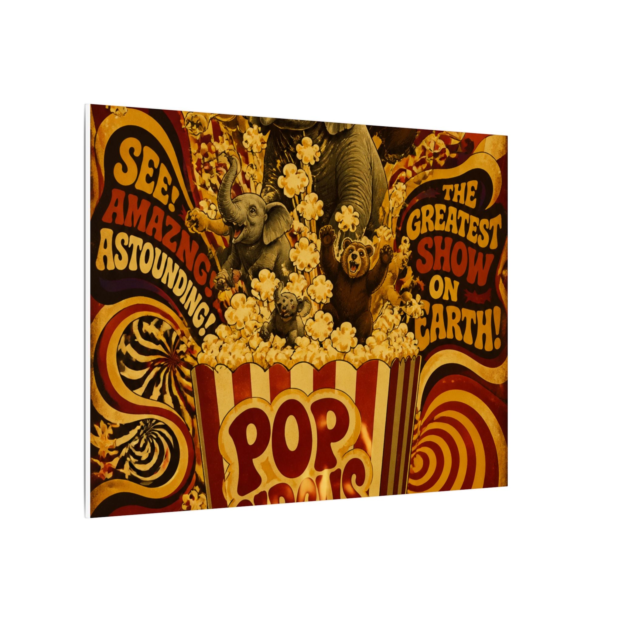 Popcorn Box Animals Wall Art Canvas 24×36 Psychedelic Dining Room Decor Maximalist Print