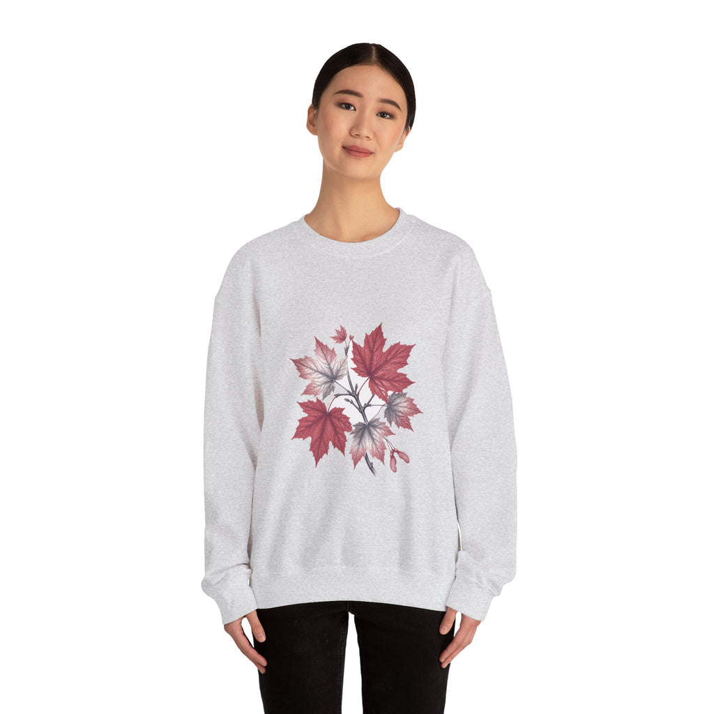 Matching Couple Sweatshirt - Cherry Blossom & Maple Leaf Matching Couple Crewneck Sweatshirt Vintage Art His Hers Wedding Gift - Design B