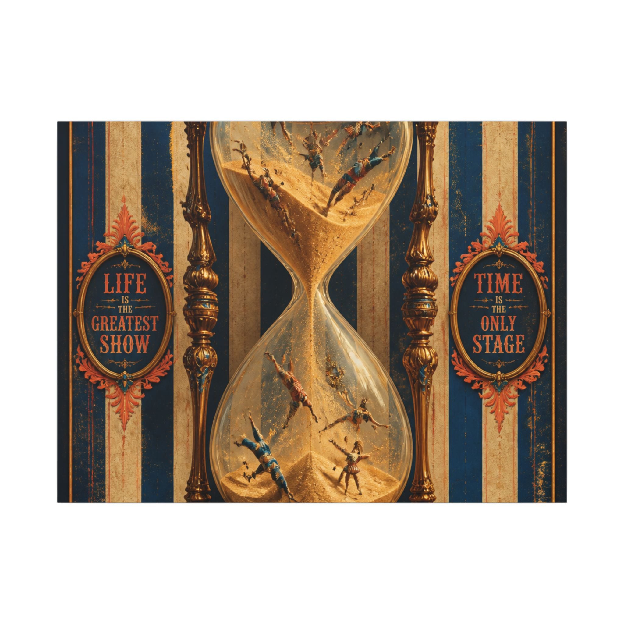 Hourglass Acrobats Wall Art Canvas 24×36 Baroque Studio Decor Maximalist Print