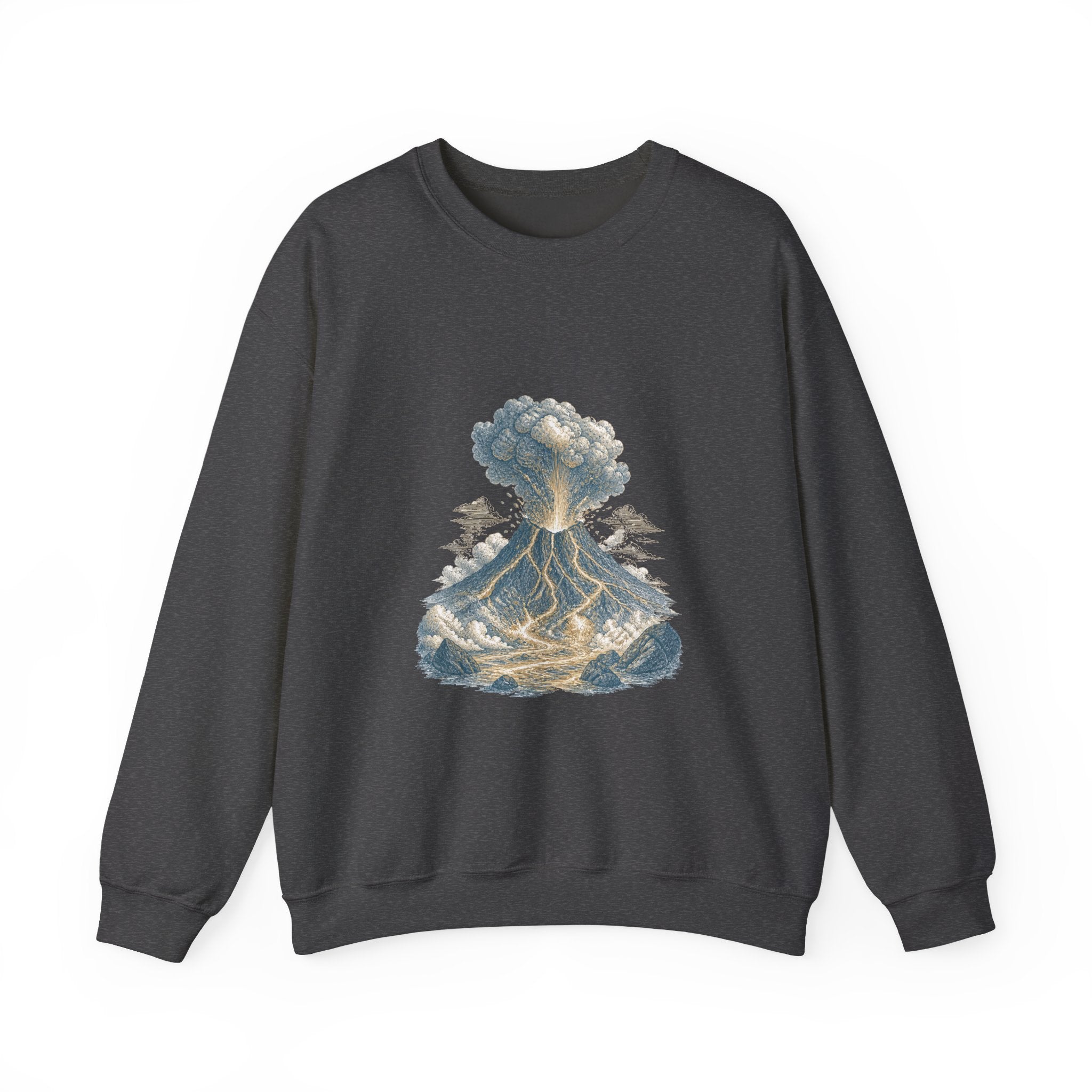 Matching Couple Sweatshirt - Volcano & Glacier Matching Couple Premium Fleece Sweatshirt Vintage Art His Hers Honeymoon Gift - Design A