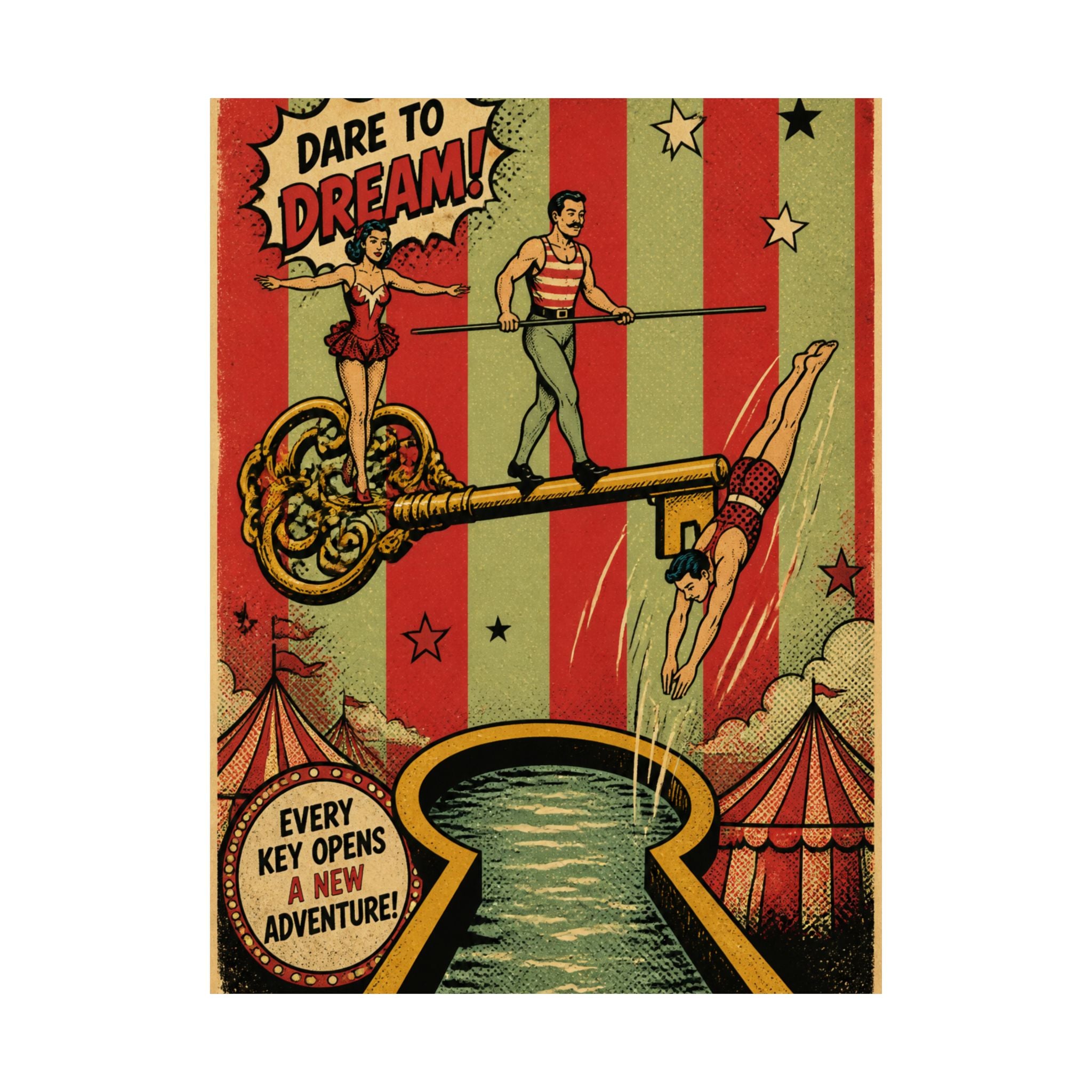 Giant Key Performance Wall Art Poster 18×24 Pop Art Living Room Decor Maximalist Print
