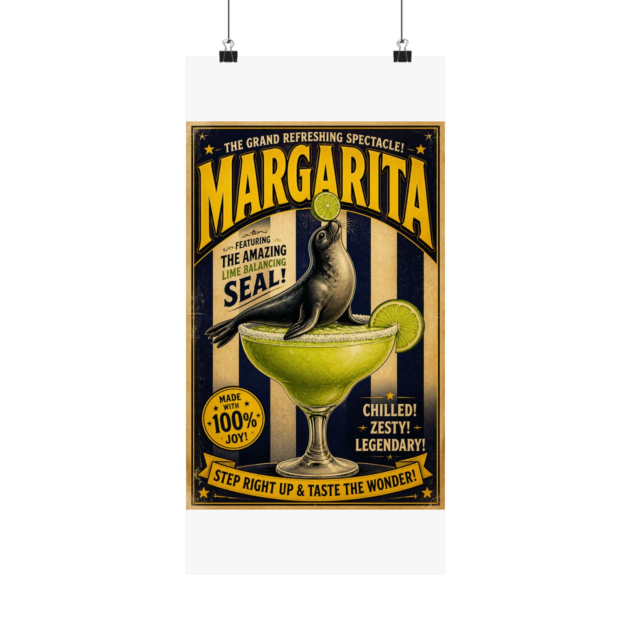 Margarita Balancing Seal Wall Art Poster 24×36 Vintage Circus Bedroom Decor Maximalist Print