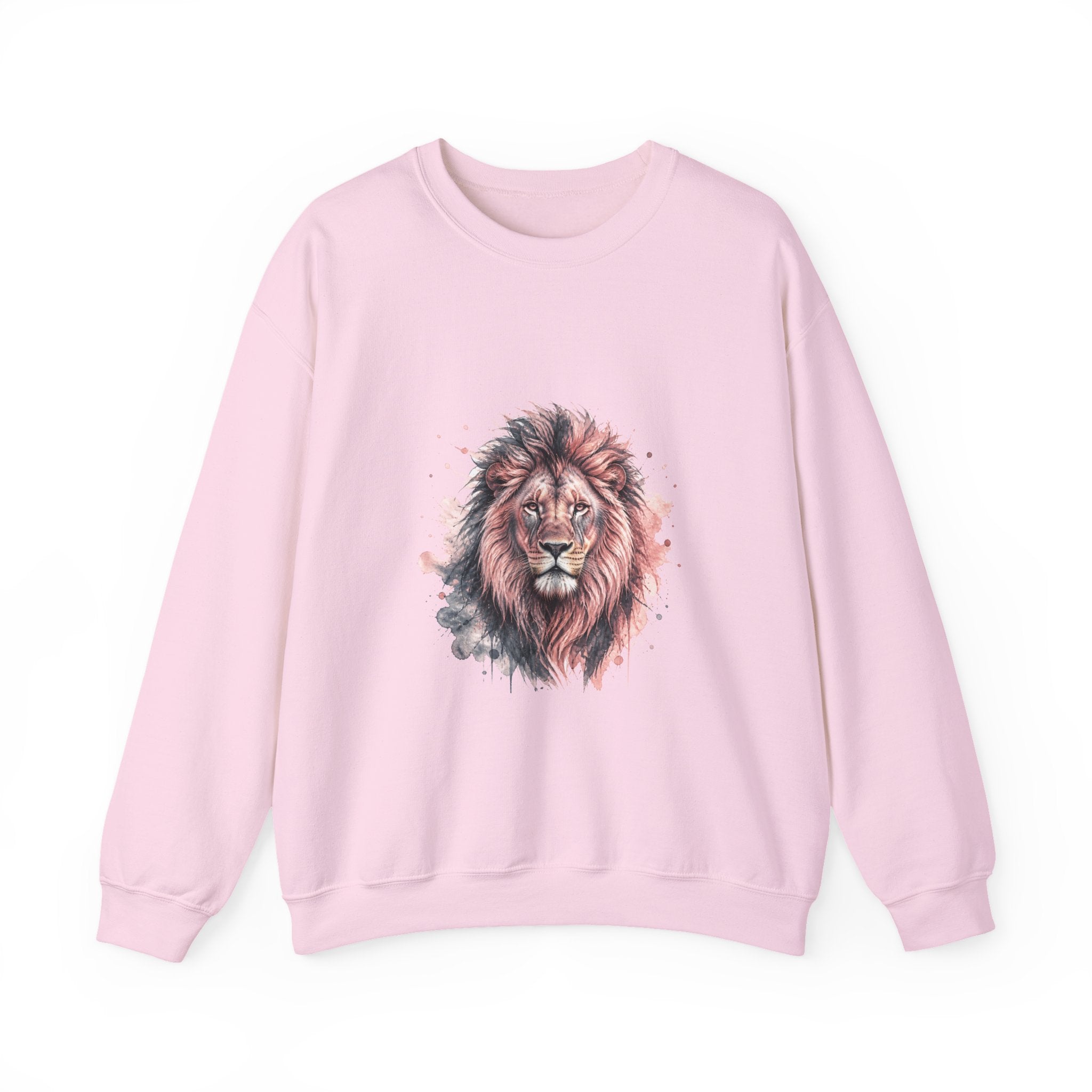 Matching Couple Sweatshirt - Lion & Lamb Matching Couple Crewneck Sweatshirt Watercolor Art His Hers Engagement Gift - Design A