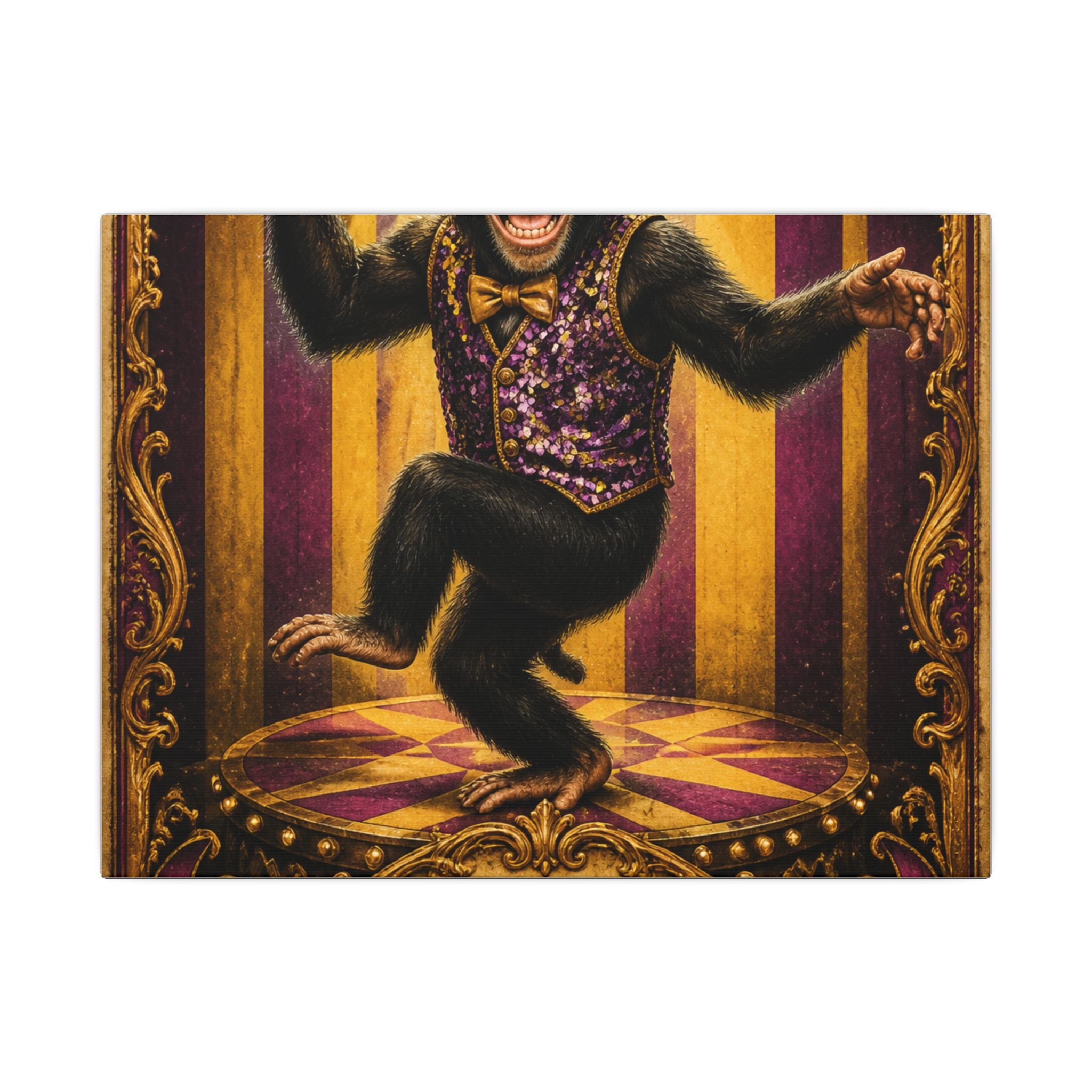 Dancing Monkey Wall Art Canvas 24×36 Baroque Studio Decor Maximalist Print