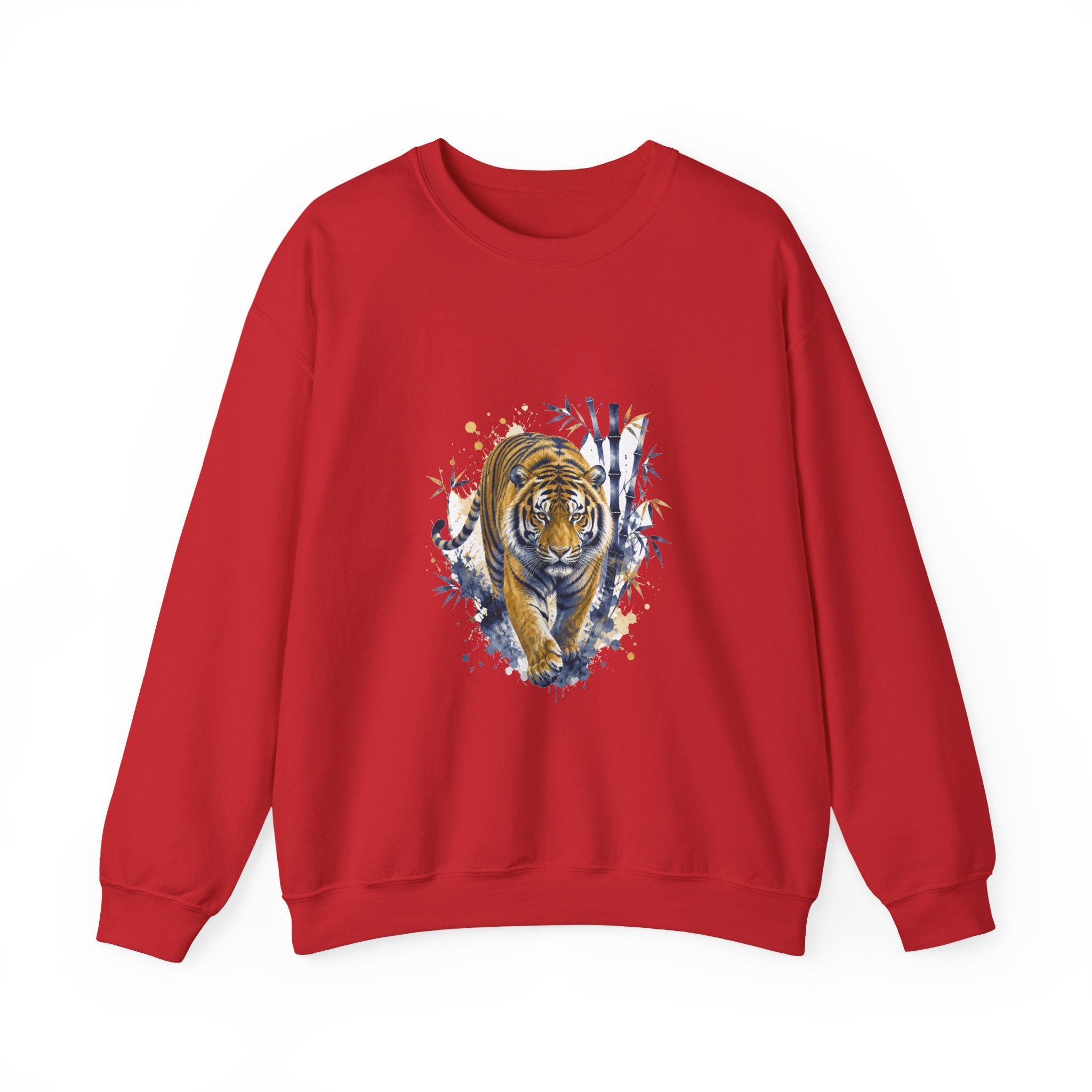 Matching Couple Sweatshirt - Tiger & Crane Matching Couple Crewneck Sweatshirt Watercolor Art His Hers Engagement Gift - Design A