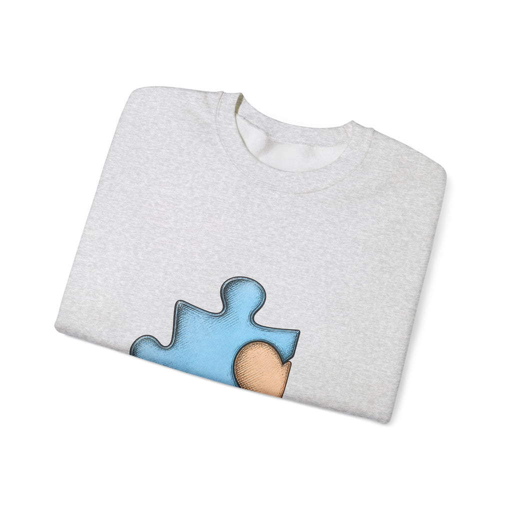 Matching Couple Sweatshirt - Puzzle Pieces Matching Couple Crewneck Sweatshirt Hand-Drawn Art His Hers Best Friend Gift - Design A