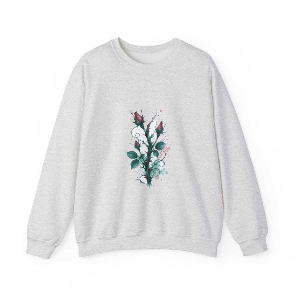 Matching Couple Sweatshirt - Rose & Thorn Matching Couple Crewneck Sweatshirt Watercolor Art His Hers Engagement Gift - Design B