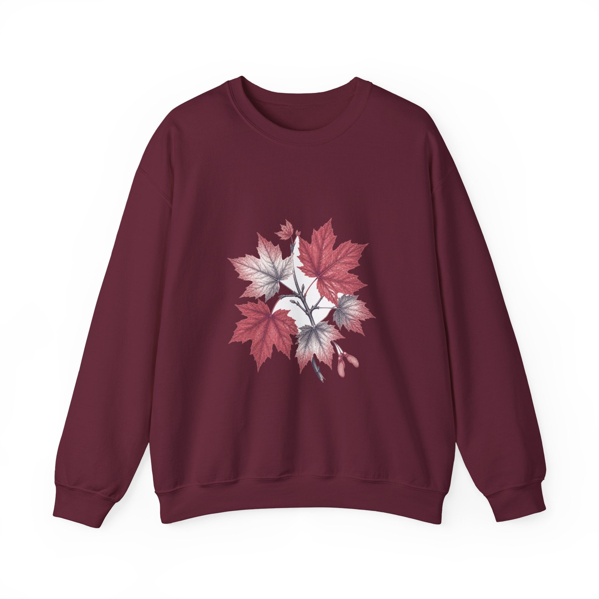 Matching Couple Sweatshirt - Cherry Blossom & Maple Leaf Matching Couple Crewneck Sweatshirt Vintage Art His Hers Wedding Gift - Design B