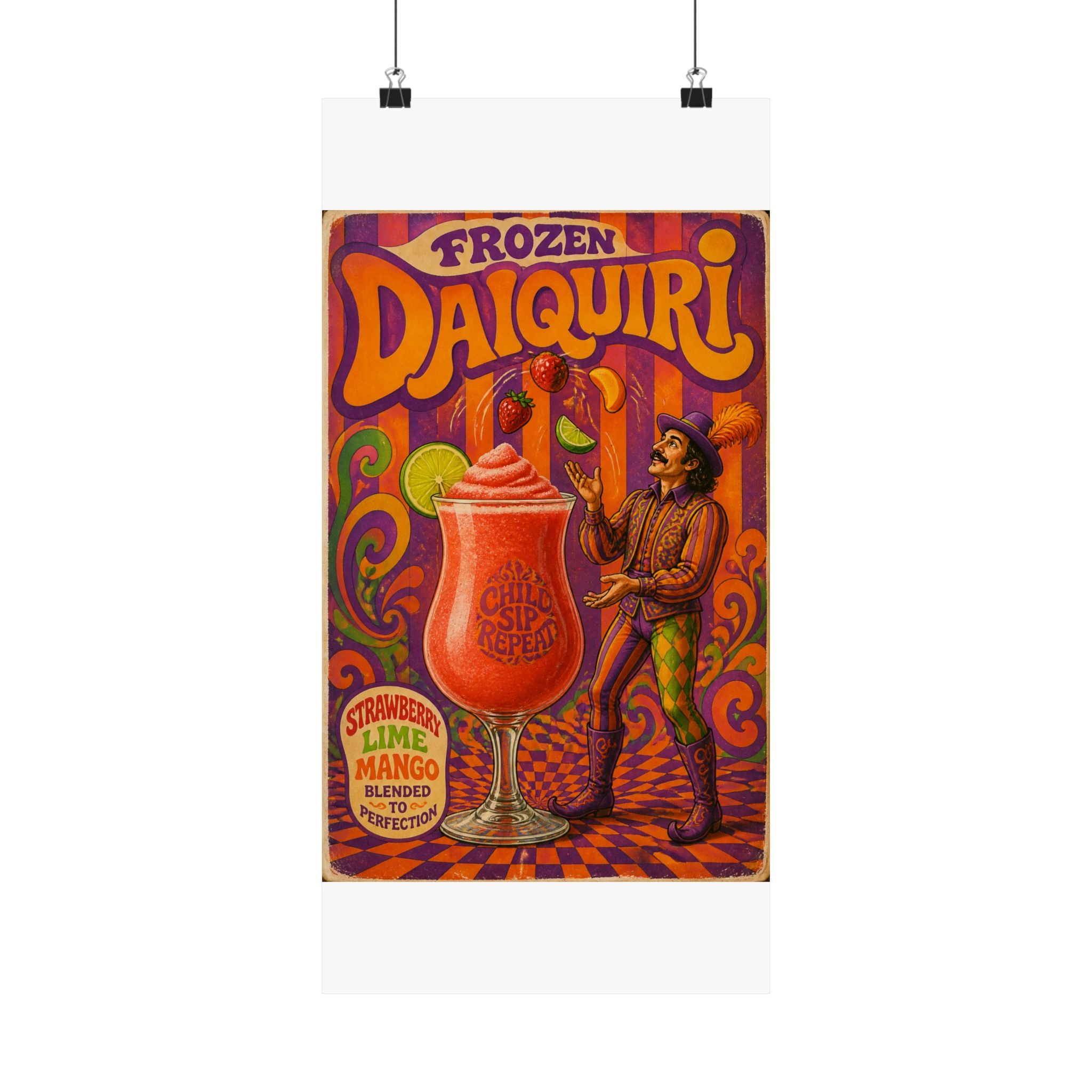 Daiquiri Fruit Juggler Wall Art Poster 24×36 Psychedelic Dining Room Decor Maximalist Print