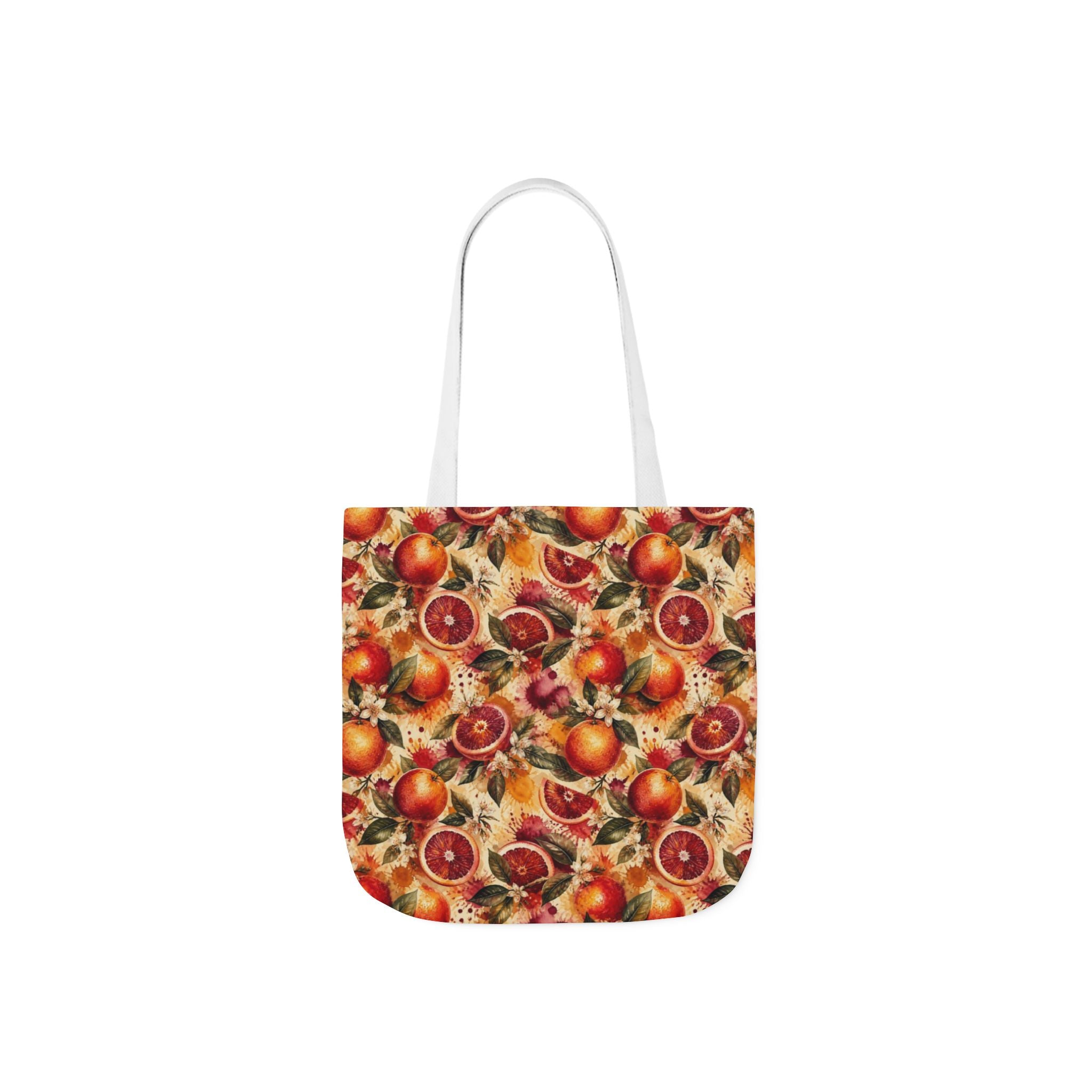 Blood Oranges Canvas Tote Bag Mediterranean Kitchen Watercolor Splash Design Italian Cottagecore Gift