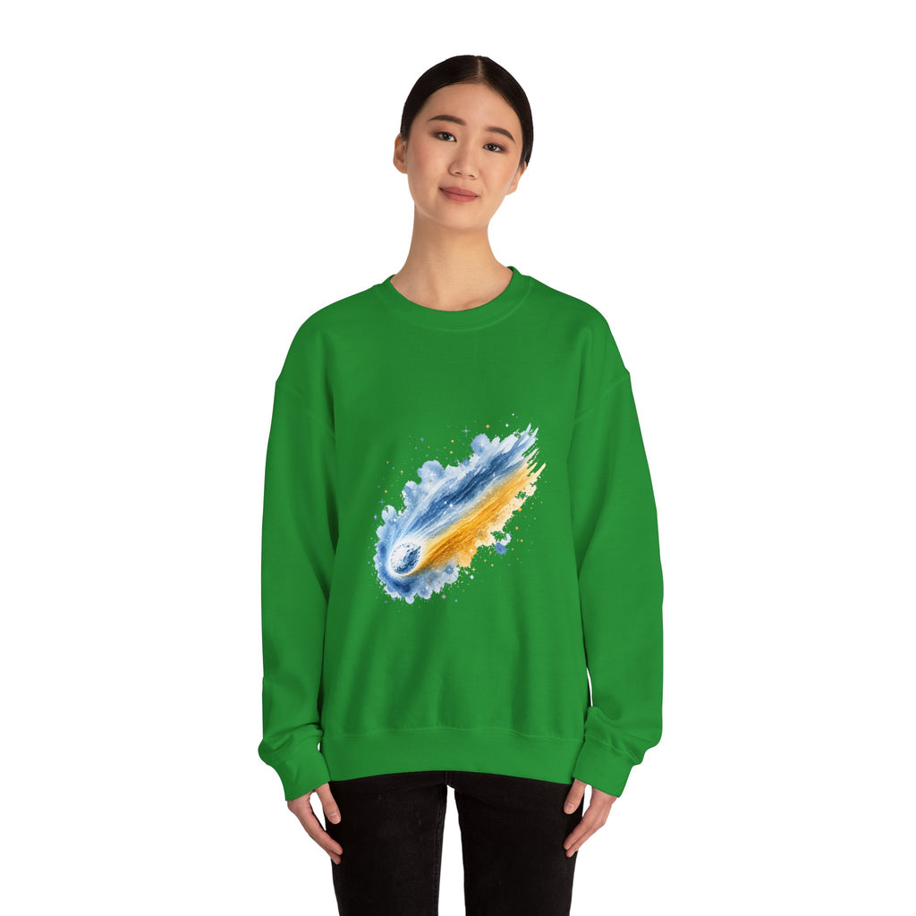 Matching Couple Sweatshirt - Comet & Asteroid Matching Couple Crewneck Sweatshirt Watercolor Art His Hers Engagement Gift - Design A