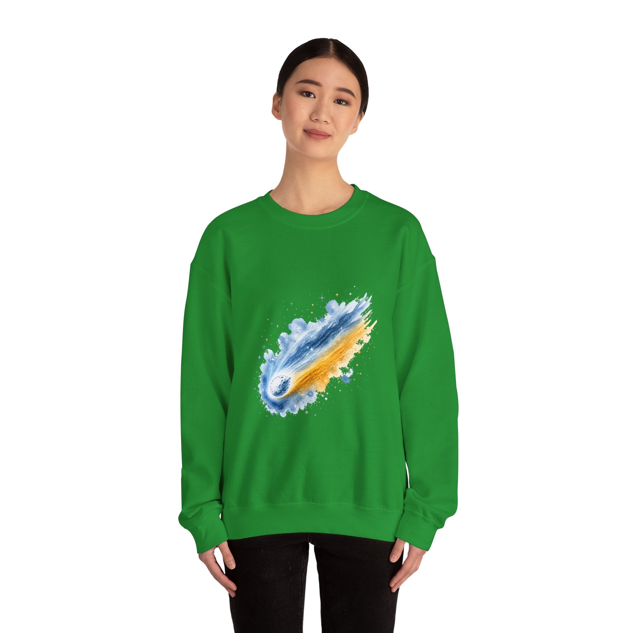 Matching Couple Sweatshirt - Comet & Asteroid Matching Couple Crewneck Sweatshirt Watercolor Art His Hers Engagement Gift - Design A