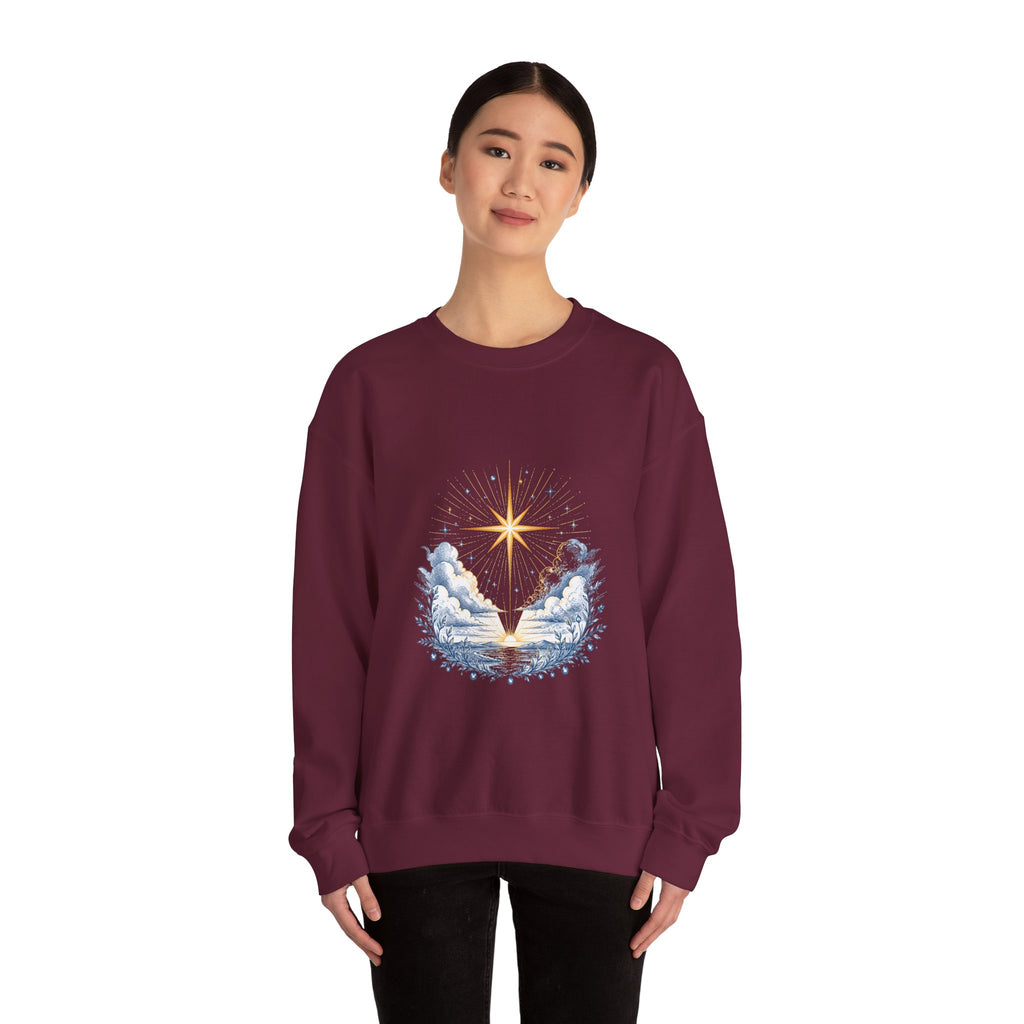 Matching Couple Sweatshirt - Evening & Morning Star Matching Couple Premium Fleece Sweatshirt Hand-Drawn Art His Hers Anniversary Gift - Design B