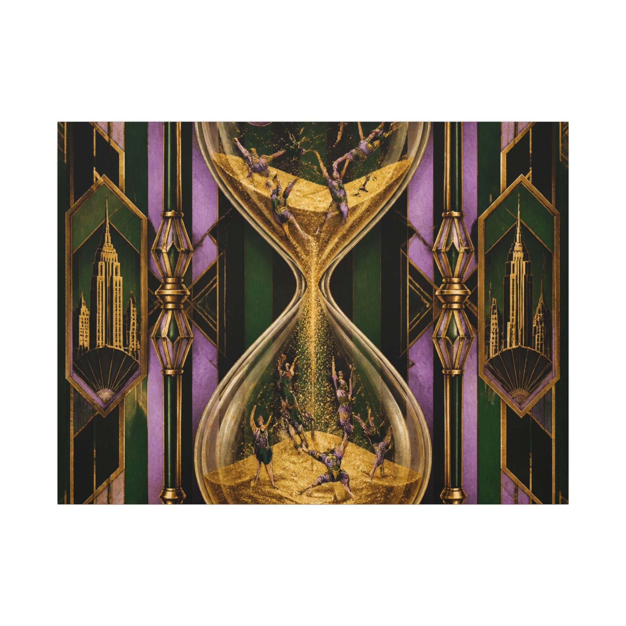 Hourglass Acrobats Wall Art Canvas 24×36 Art Deco Bar Area Decor Maximalist Print