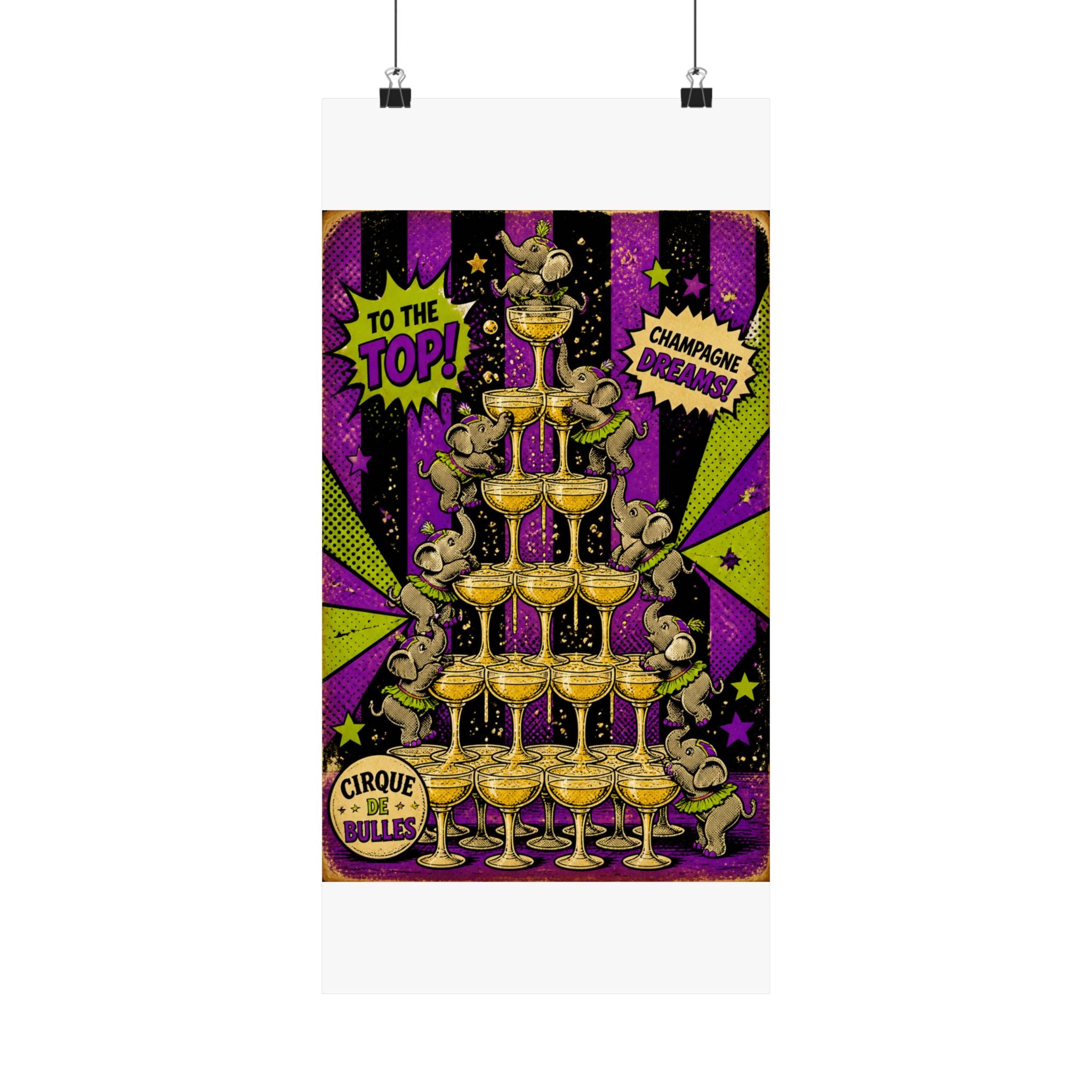 Champagne Tower Elephants Wall Art Poster 18×24 Pop Art Living Room Decor Maximalist Print