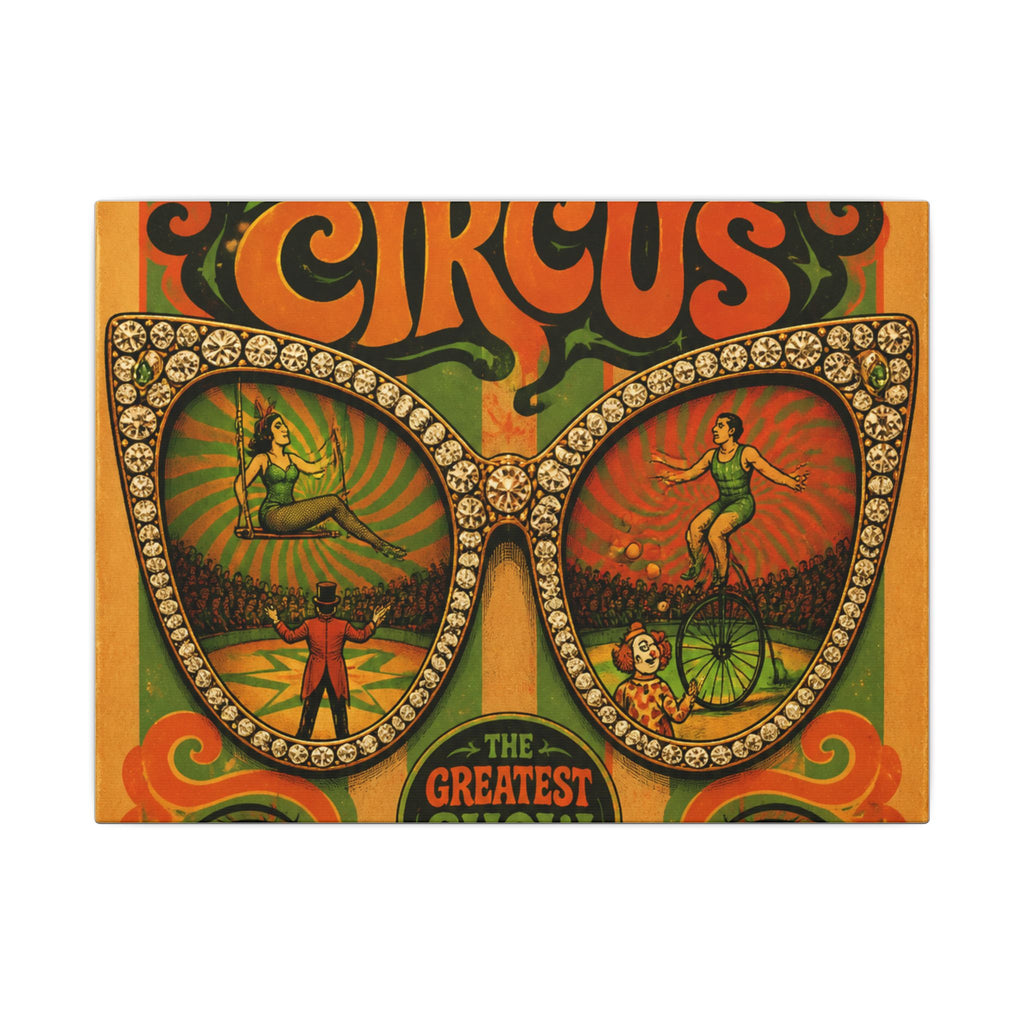 Sunglasses Circus Ring Wall Art Canvas 24×36 Psychedelic Dining Room Decor Maximalist Print