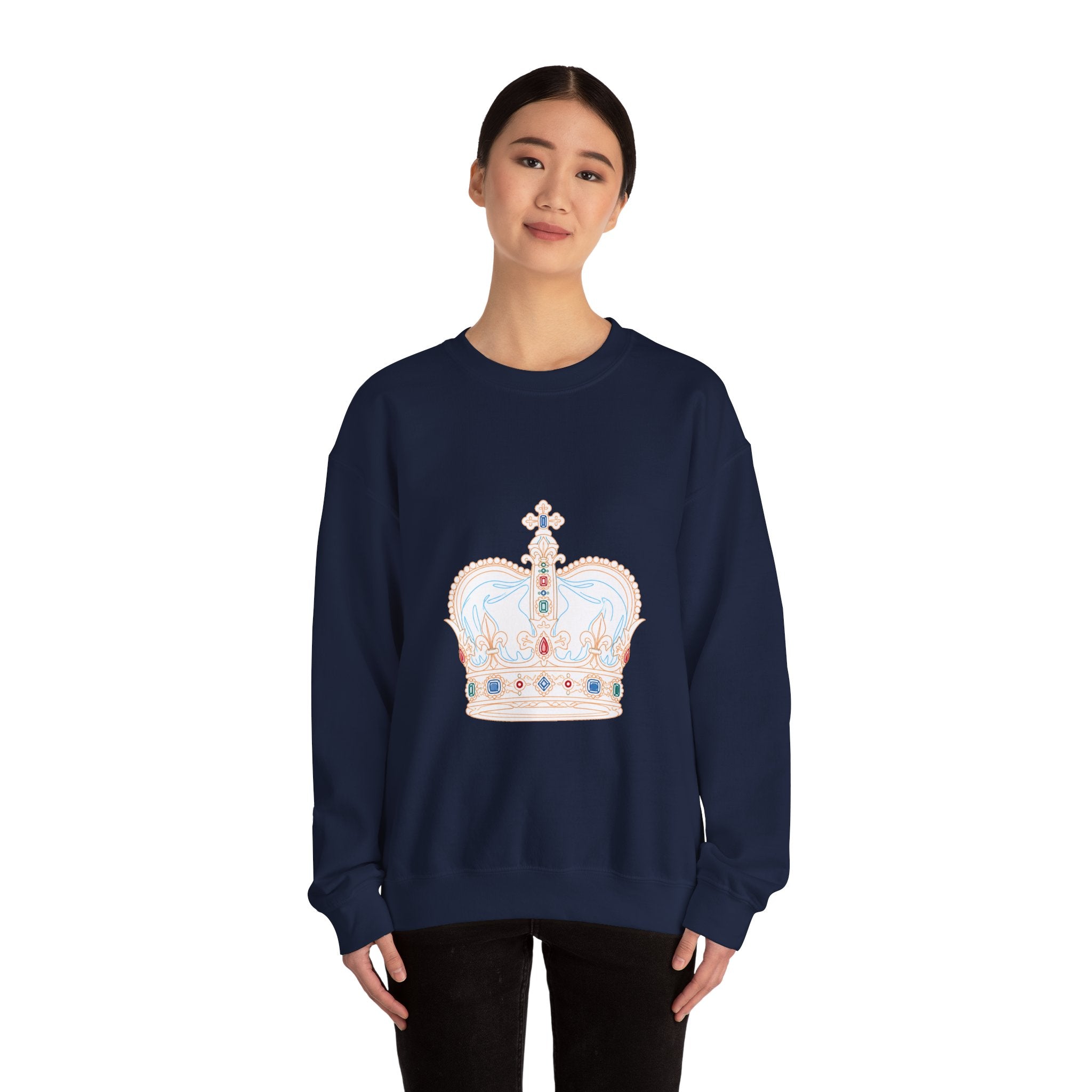 Matching Couple Sweatshirt - Crown & Shield Matching Couple Comfort Colors Crew Minimalist Art His Hers Christmas Gift - Design A