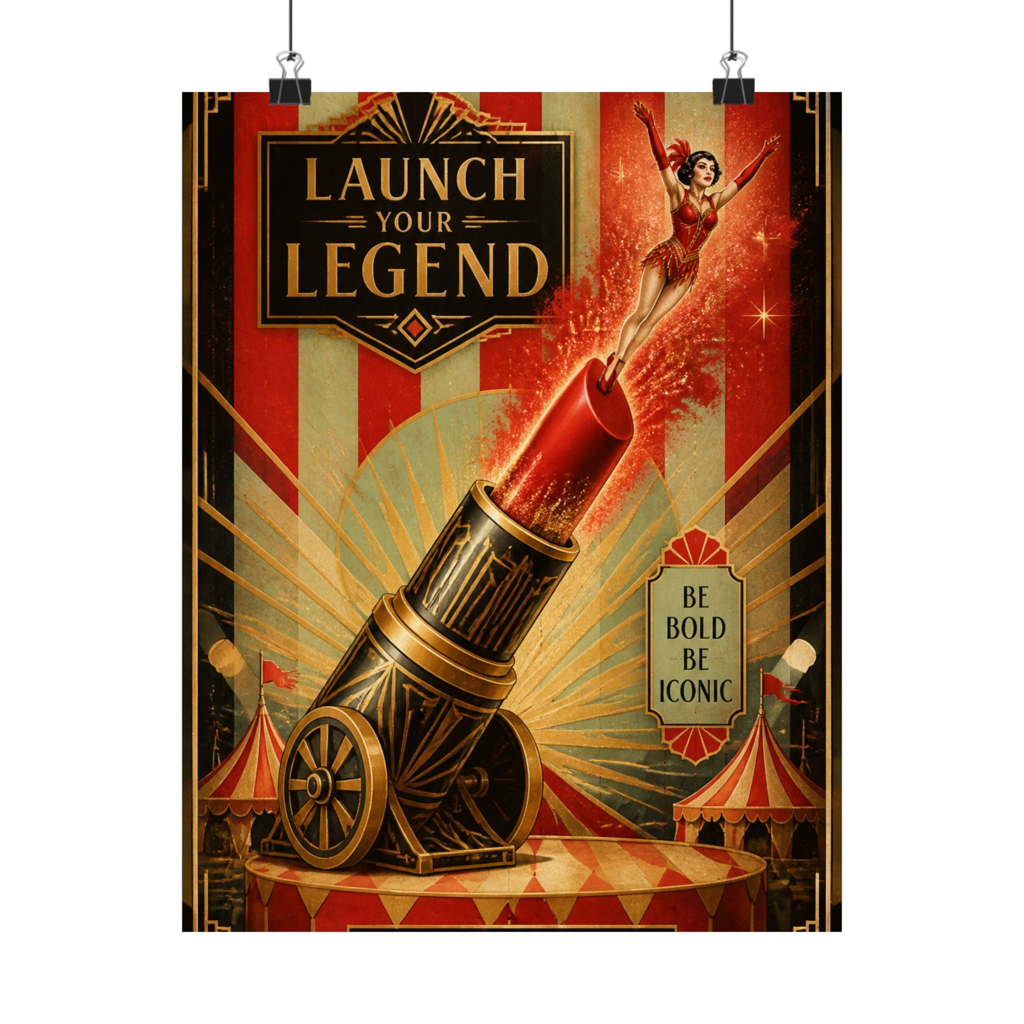 Lipstick Cannon Wall Art Poster 18×24 Art Deco Entryway Decor Maximalist Print