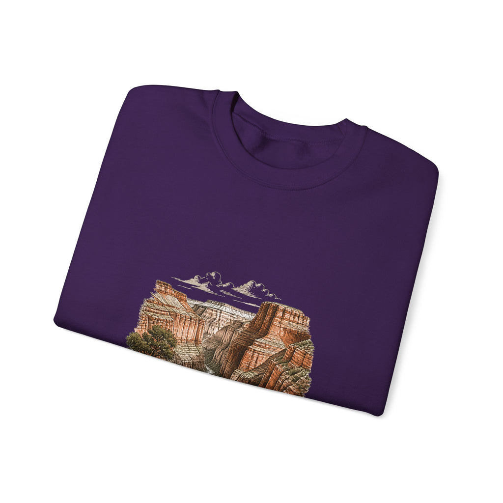 Matching Couple Sweatshirt - Lavender Fields & Canyon Matching Couple Premium Fleece Sweatshirt Hand-Drawn Art His Hers Anniversary Gift - Design B
