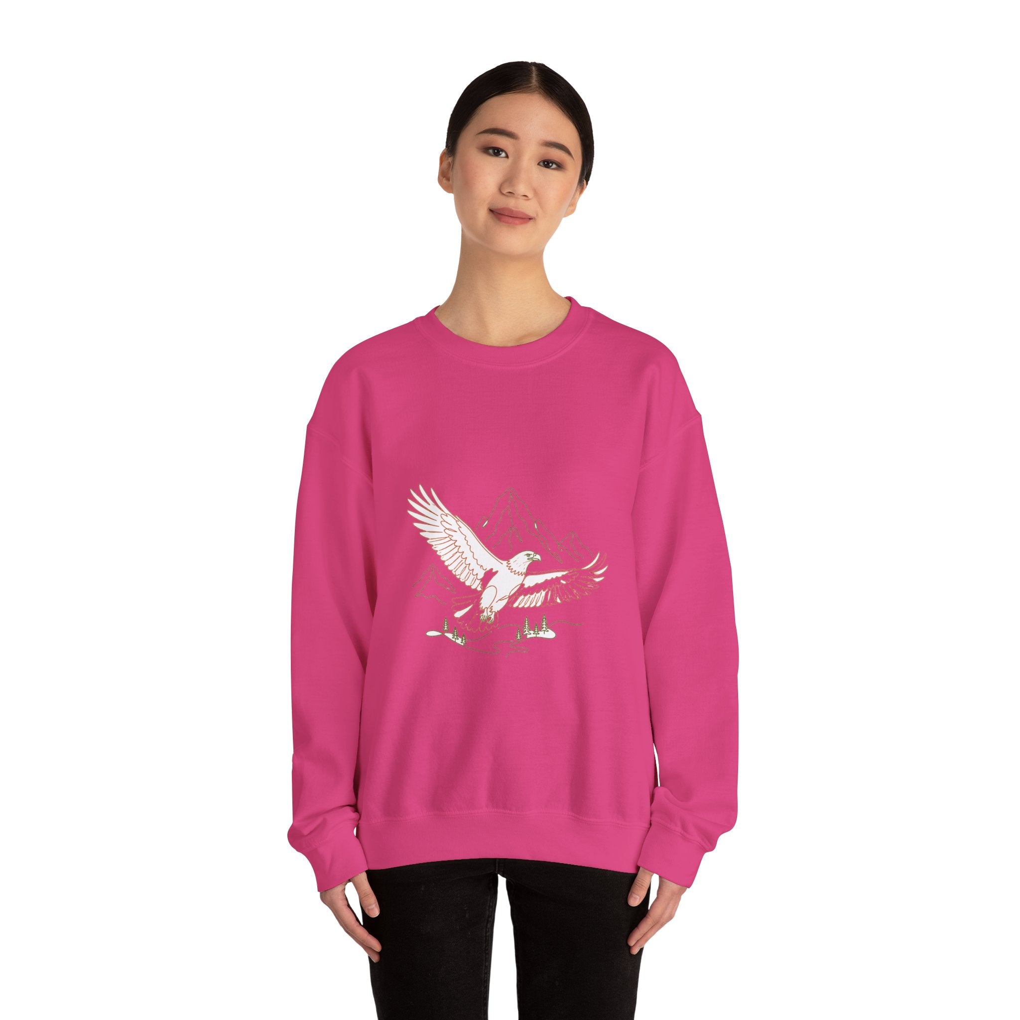 Matching Couple Sweatshirt - Eagle & Whale Matching Couple Premium Fleece Sweatshirt Minimalist Art His Hers Christmas Gift - Design A