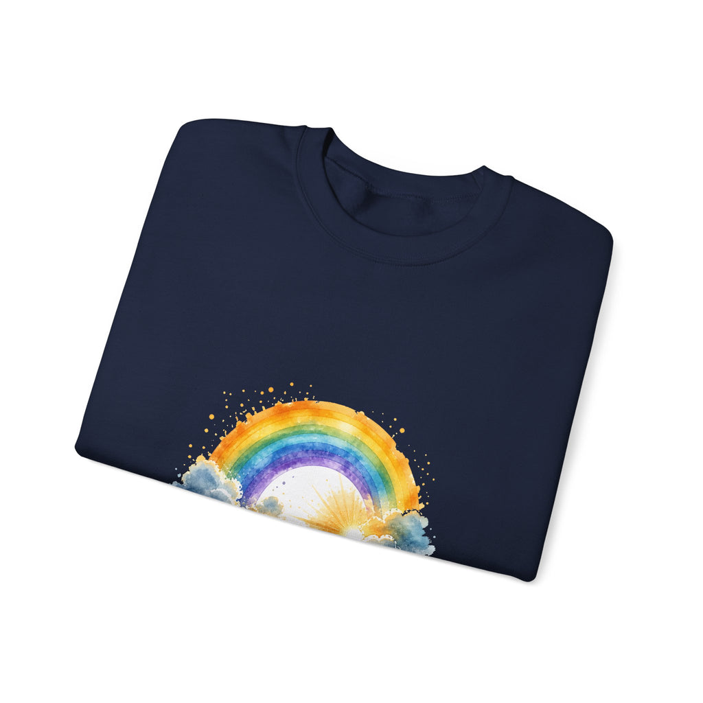 Matching Couple Sweatshirt - Storm & Rainbow Matching Couple Premium Fleece Sweatshirt Watercolor Art His Hers Birthday Gift - Design B