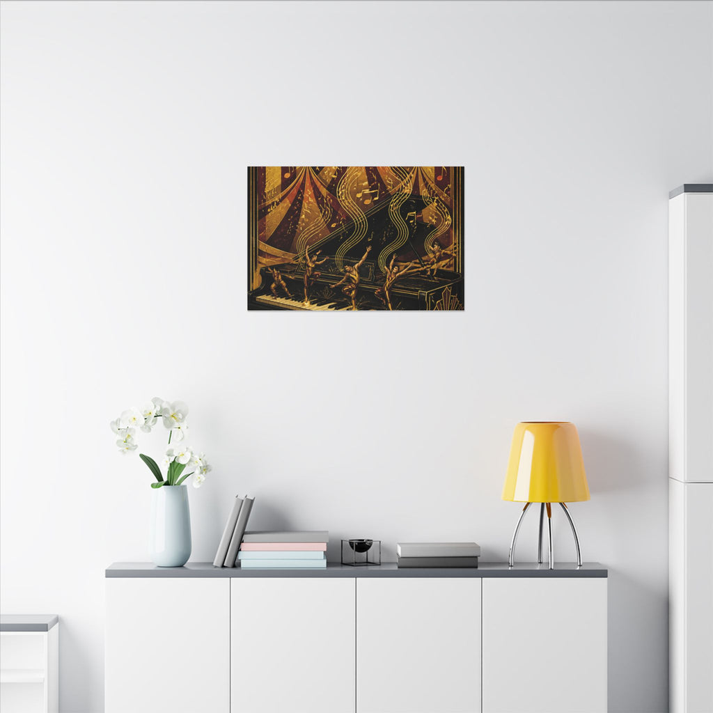 Grand Piano Acrobats Wall Art Canvas 24×36 Art Deco Bar Area Decor Maximalist Print