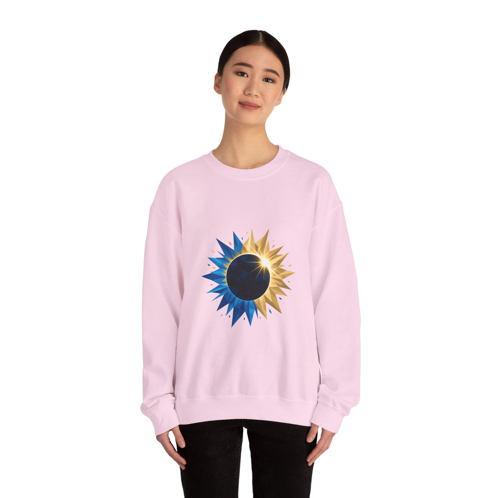 Matching Couple Sweatshirt - Solar & Lunar Eclipse Matching Couple Crewneck Sweatshirt Geometric Art His Hers Couple Gift - Design A