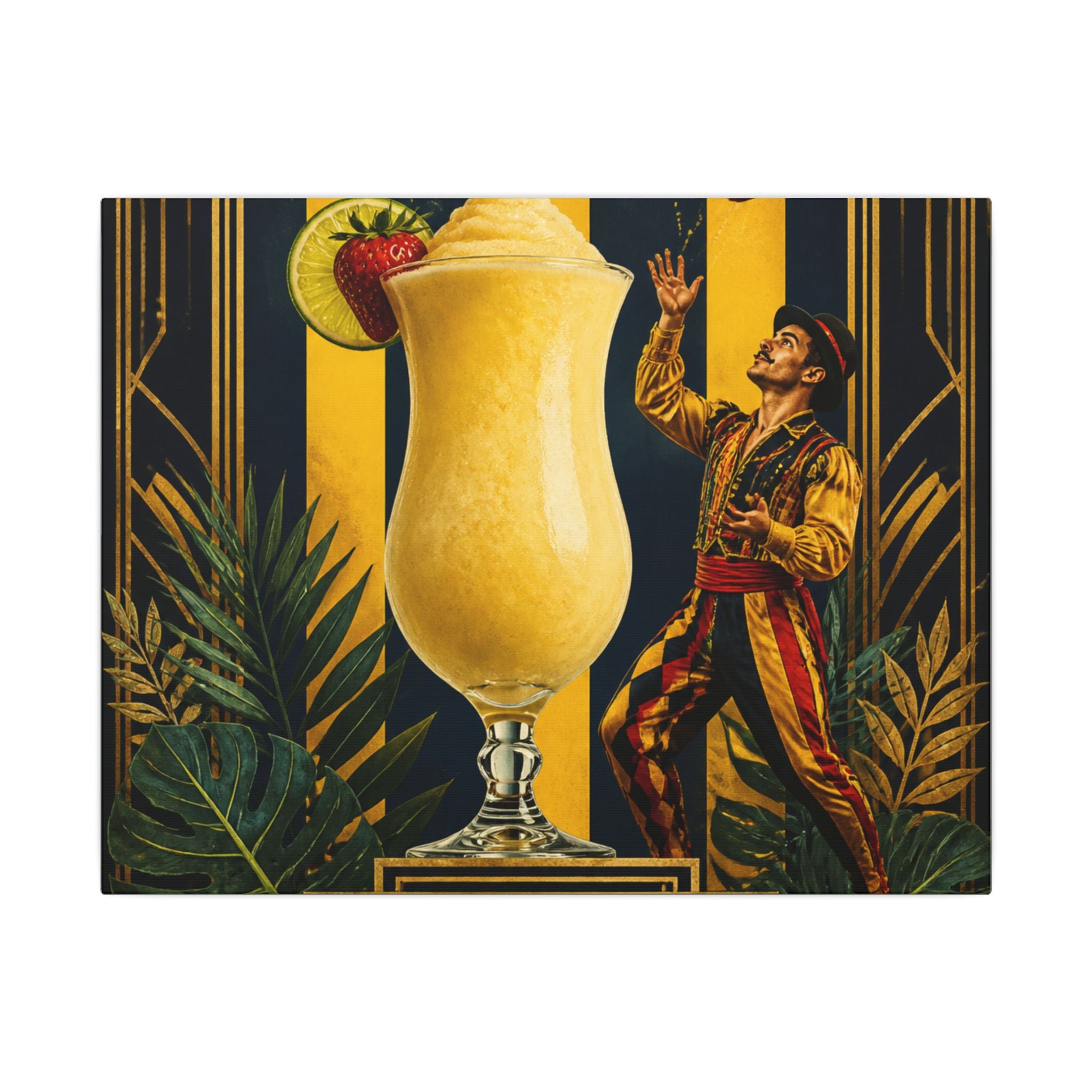 Daiquiri Fruit Juggler Wall Art Canvas 24×36 Art Deco Bar Area Decor Maximalist Print