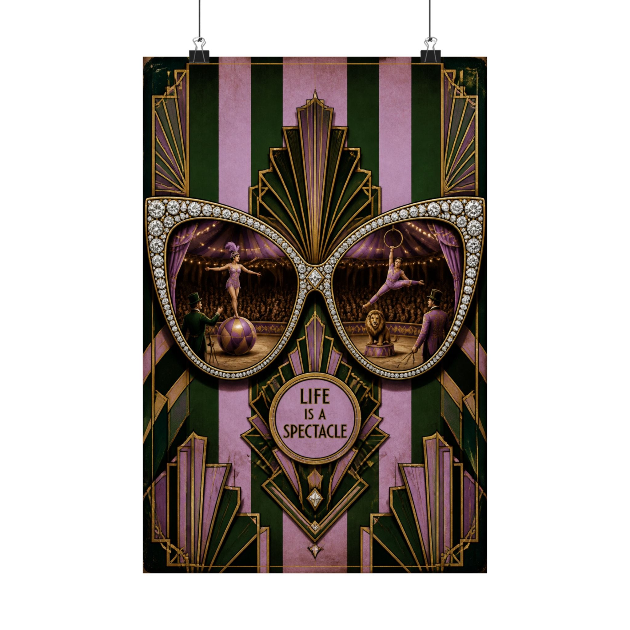 Sunglasses Circus Ring Wall Art Poster 24×36 Art Deco Bar Area Decor Maximalist Print