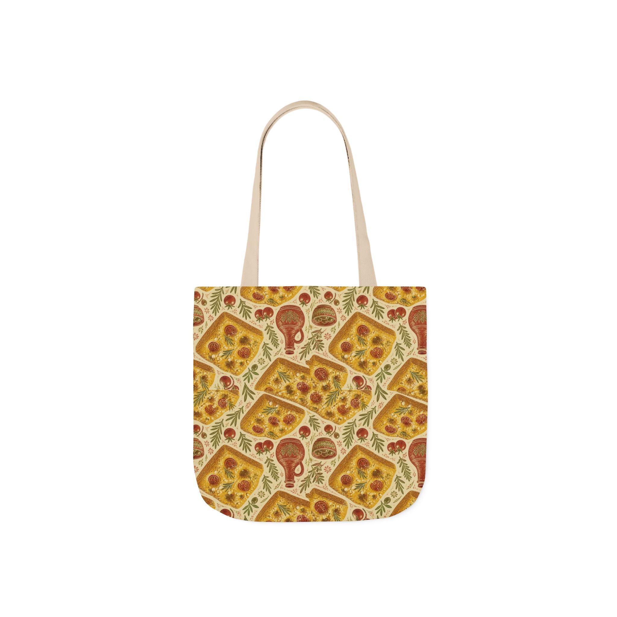 Focaccia Bread Canvas Tote Bag Mediterranean Kitchen Linocut Design Italian Cottagecore Gift