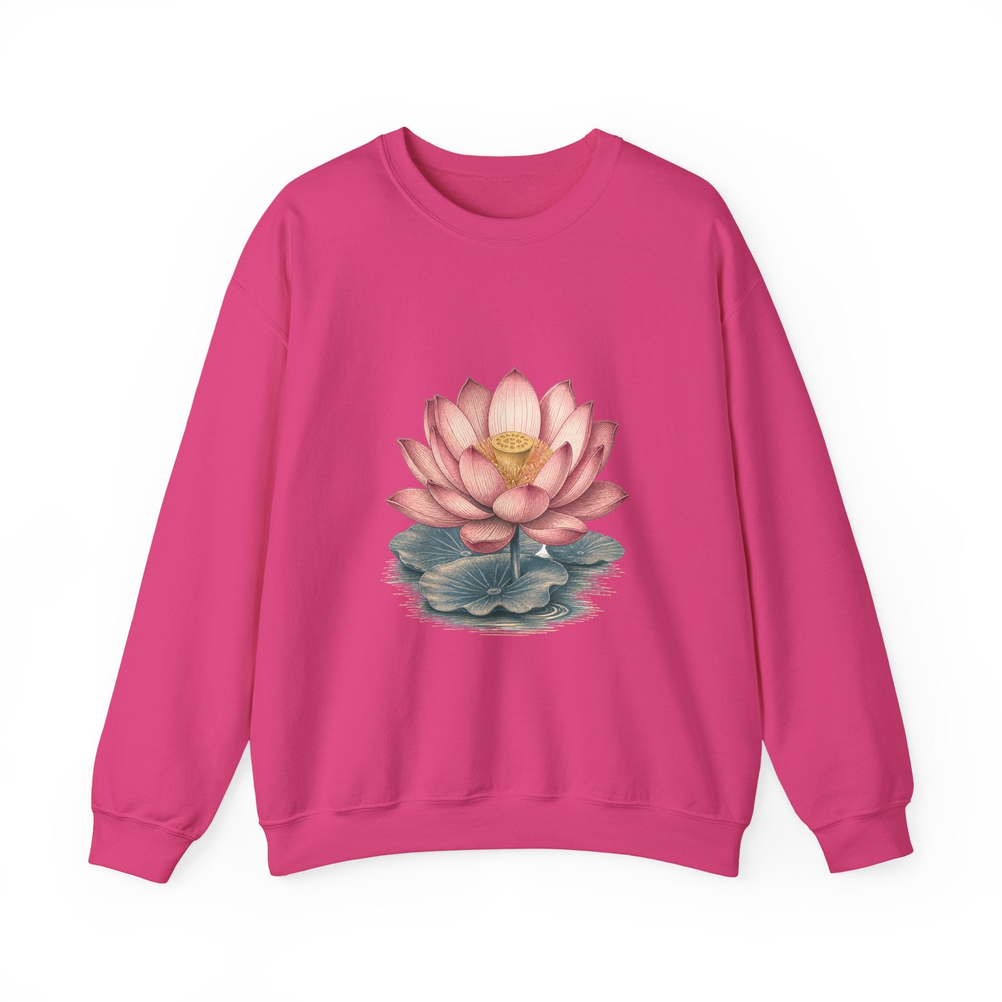 Matching Couple Sweatshirt - Open & Closed Lotus Matching Couple Crewneck Sweatshirt Vintage Art His Hers Wedding Gift - Design A