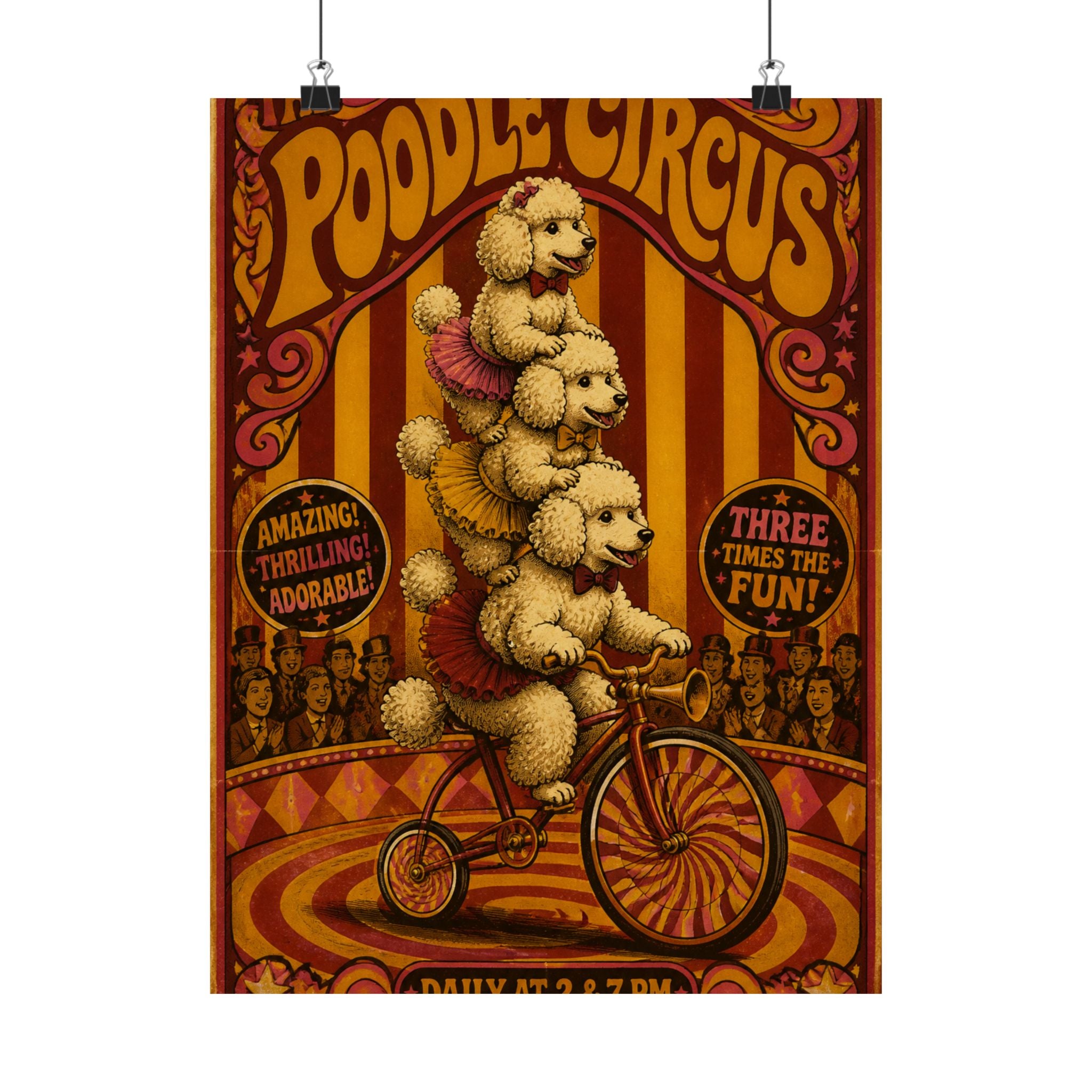 Poodle Stack Bicycle Wall Art Poster 18×24 Psychedelic Cafe Decor Maximalist Print
