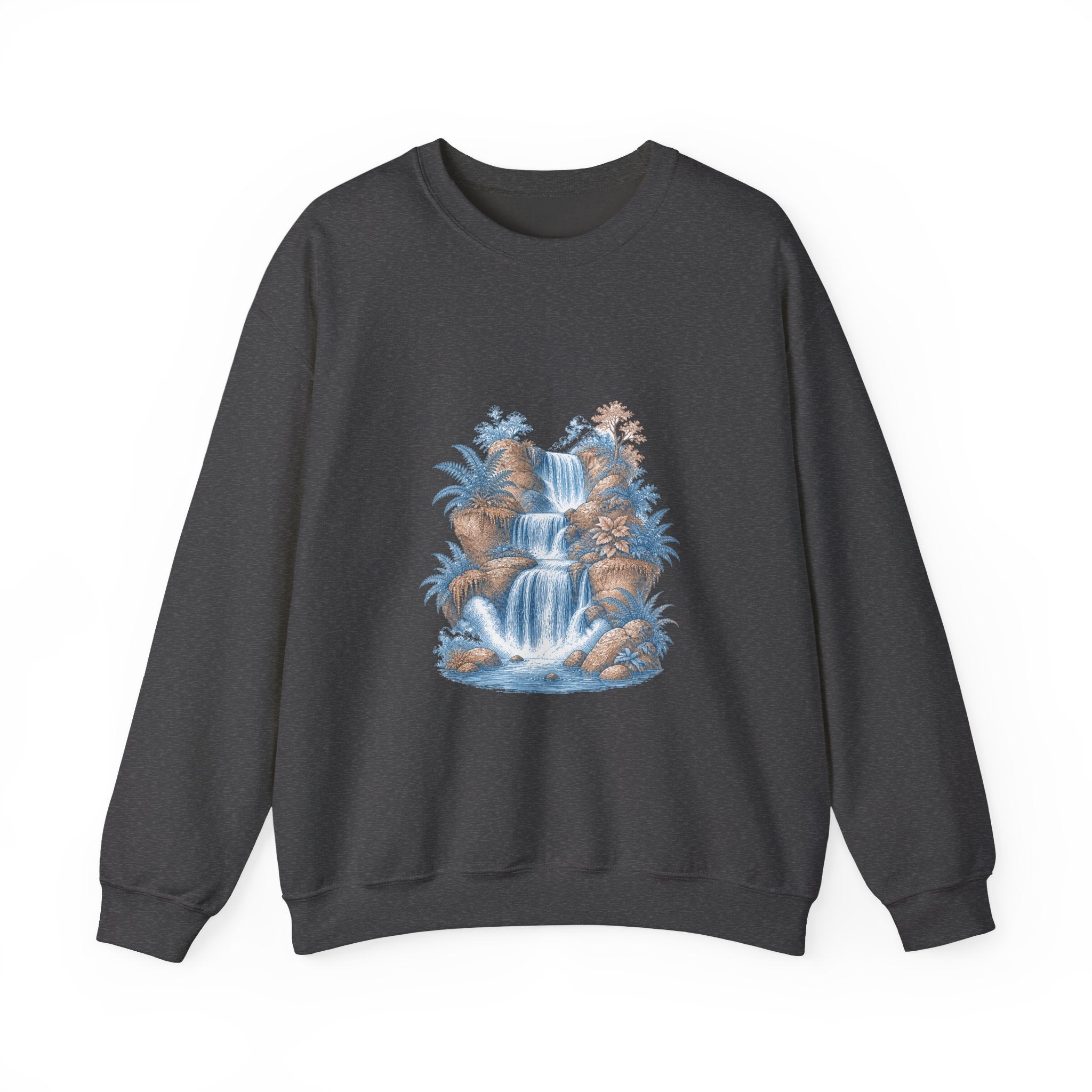 Matching Couple Sweatshirt - Wildfire & Waterfall Matching Couple Premium Fleece Sweatshirt Vintage Art His Hers Honeymoon Gift - Design B
