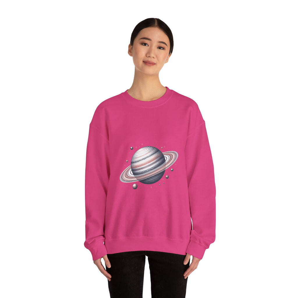 Matching Couple Sweatshirt - Saturn & Jupiter Matching Couple Crewneck Sweatshirt Hand-Drawn Art His Hers Best Friend Gift - Design A