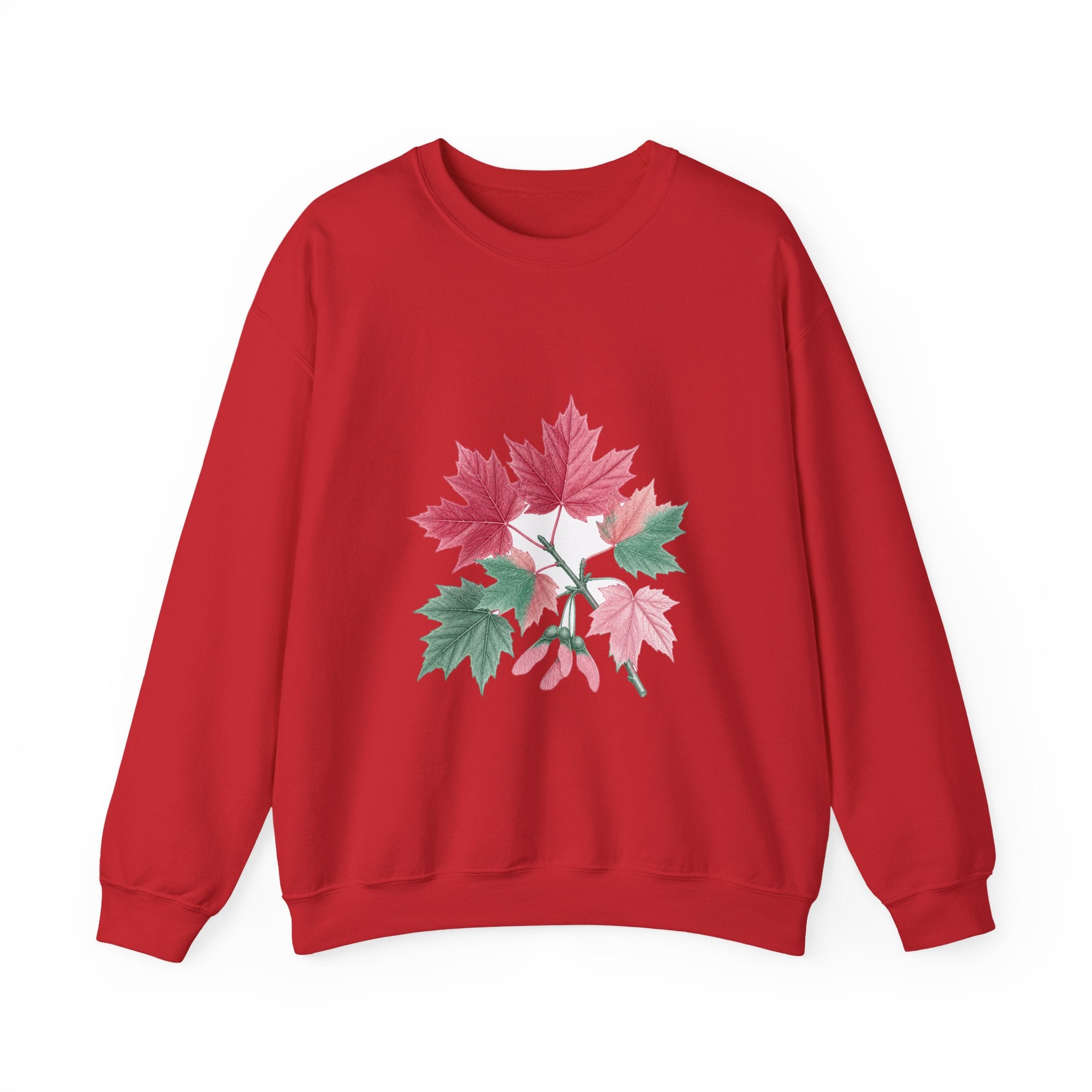 Matching Couple Sweatshirt - Cherry Blossom & Maple Leaf Matching Couple Premium Fleece Sweatshirt Vintage Art His Hers Honeymoon Gift - Design B