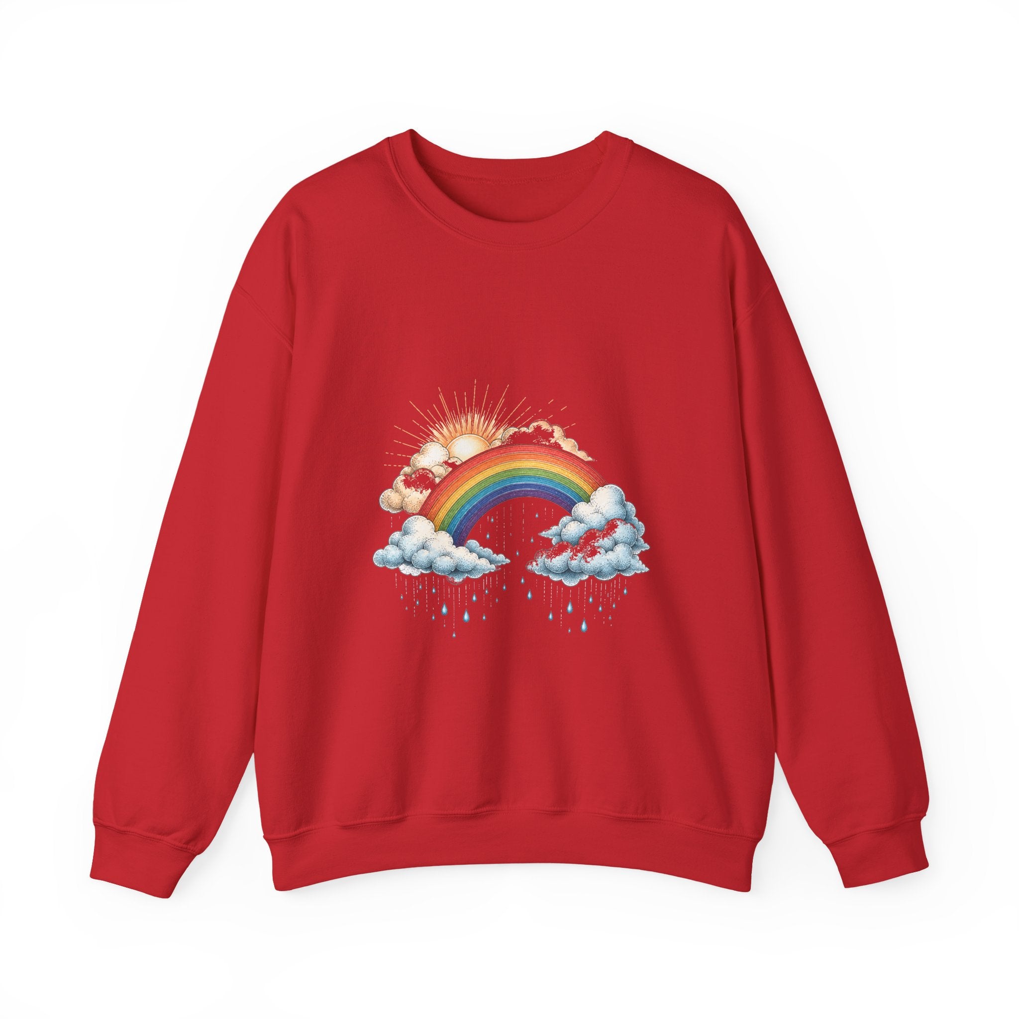Matching Couple Sweatshirt - Storm & Rainbow Matching Couple Comfort Colors Crew Hand-Drawn Art His Hers Anniversary Gift - Design B