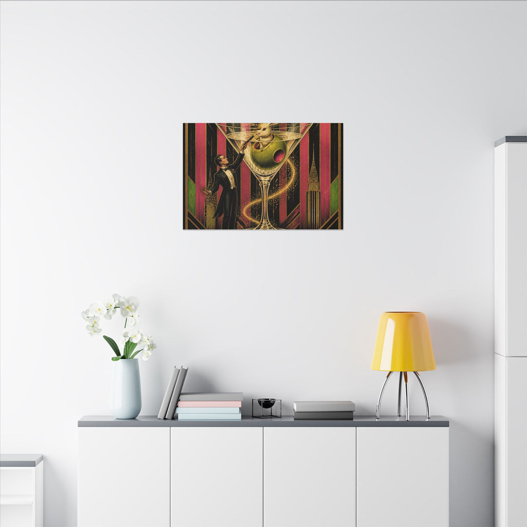 Martini Magician Wall Art Canvas 24×36 Art Deco Bar Area Decor Maximalist Print