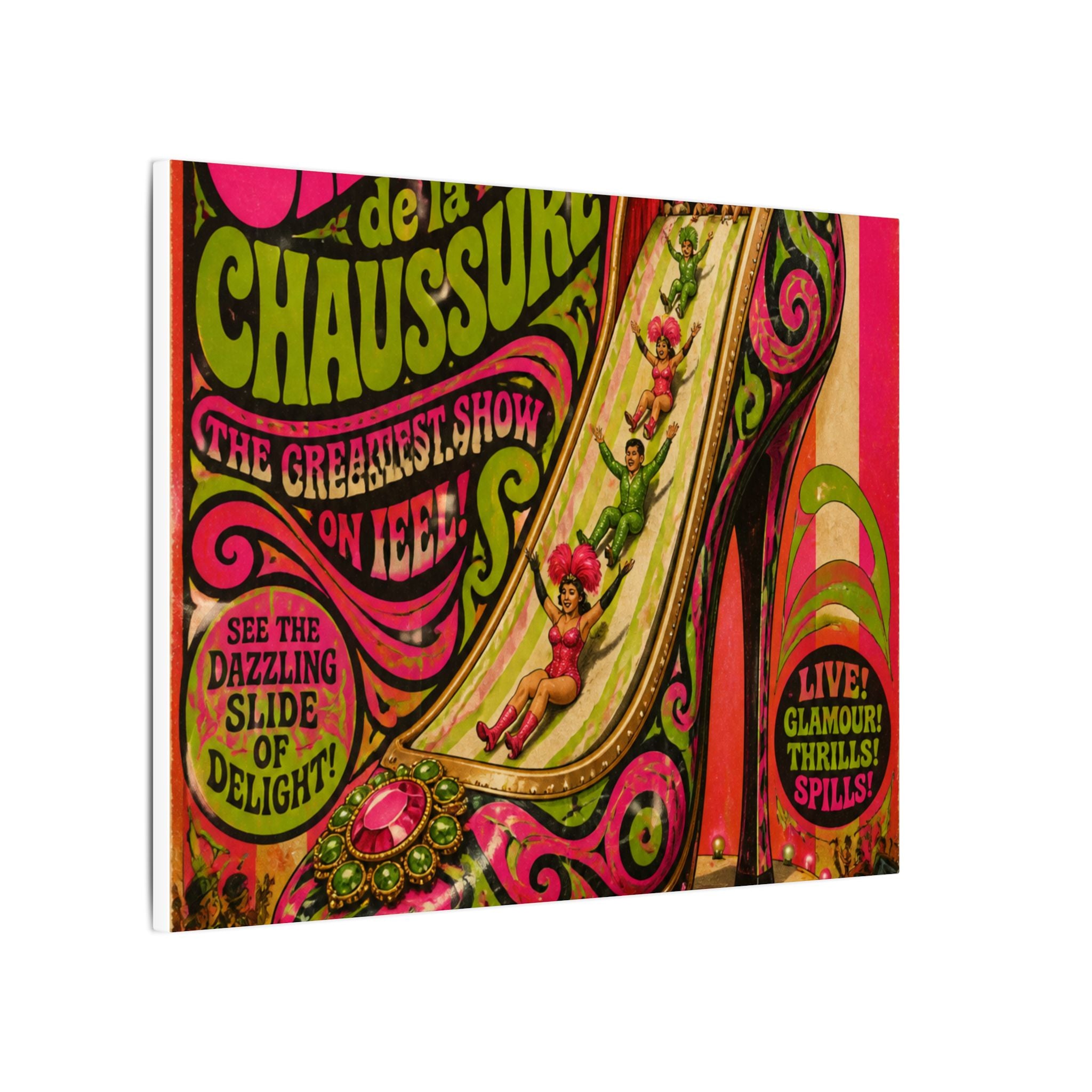 High Heel Slide Wall Art Canvas 24×36 Psychedelic Dining Room Decor Maximalist Print