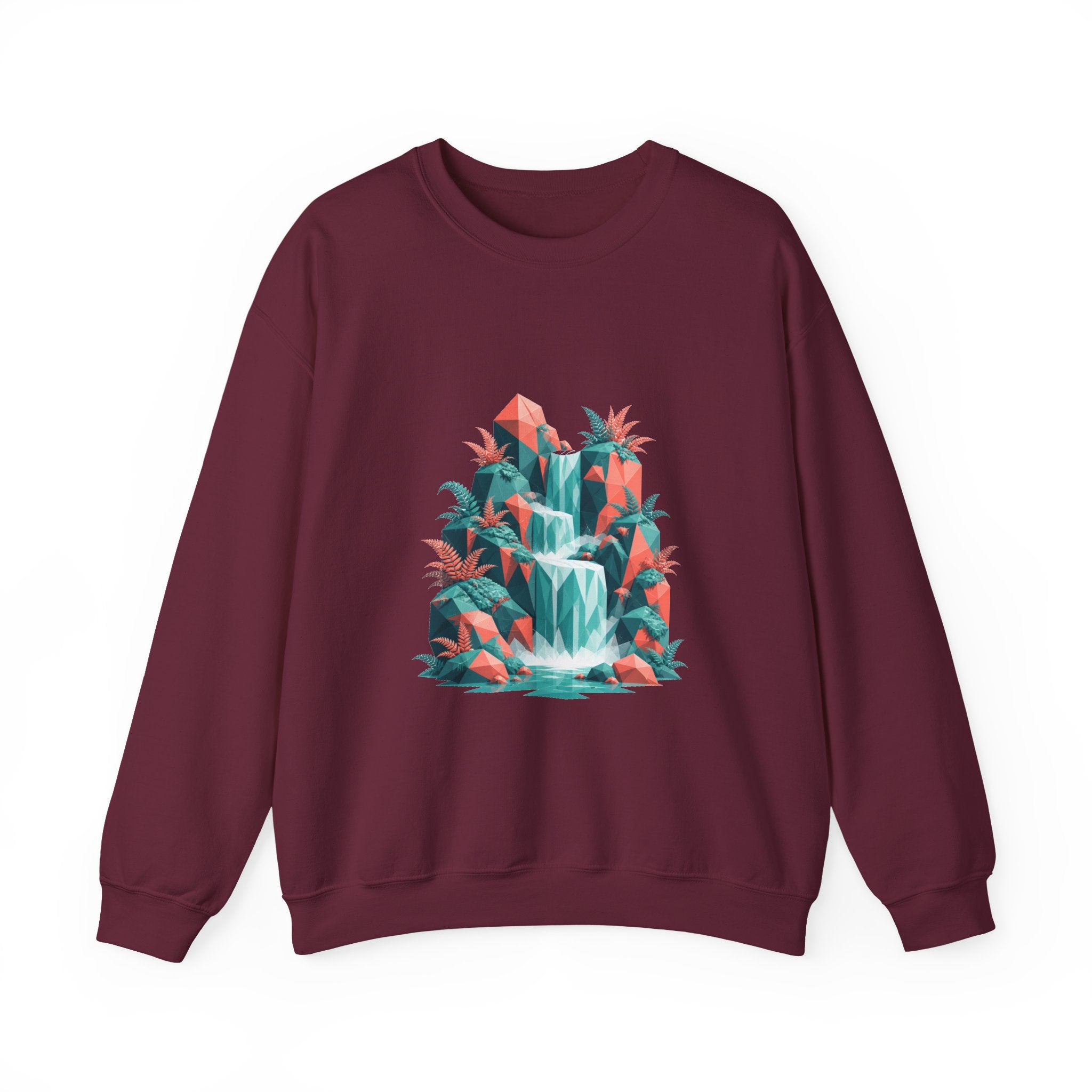 Matching Couple Sweatshirt - Wildfire & Waterfall Matching Couple Premium Fleece Sweatshirt Geometric Art His Hers Love Gift - Design B