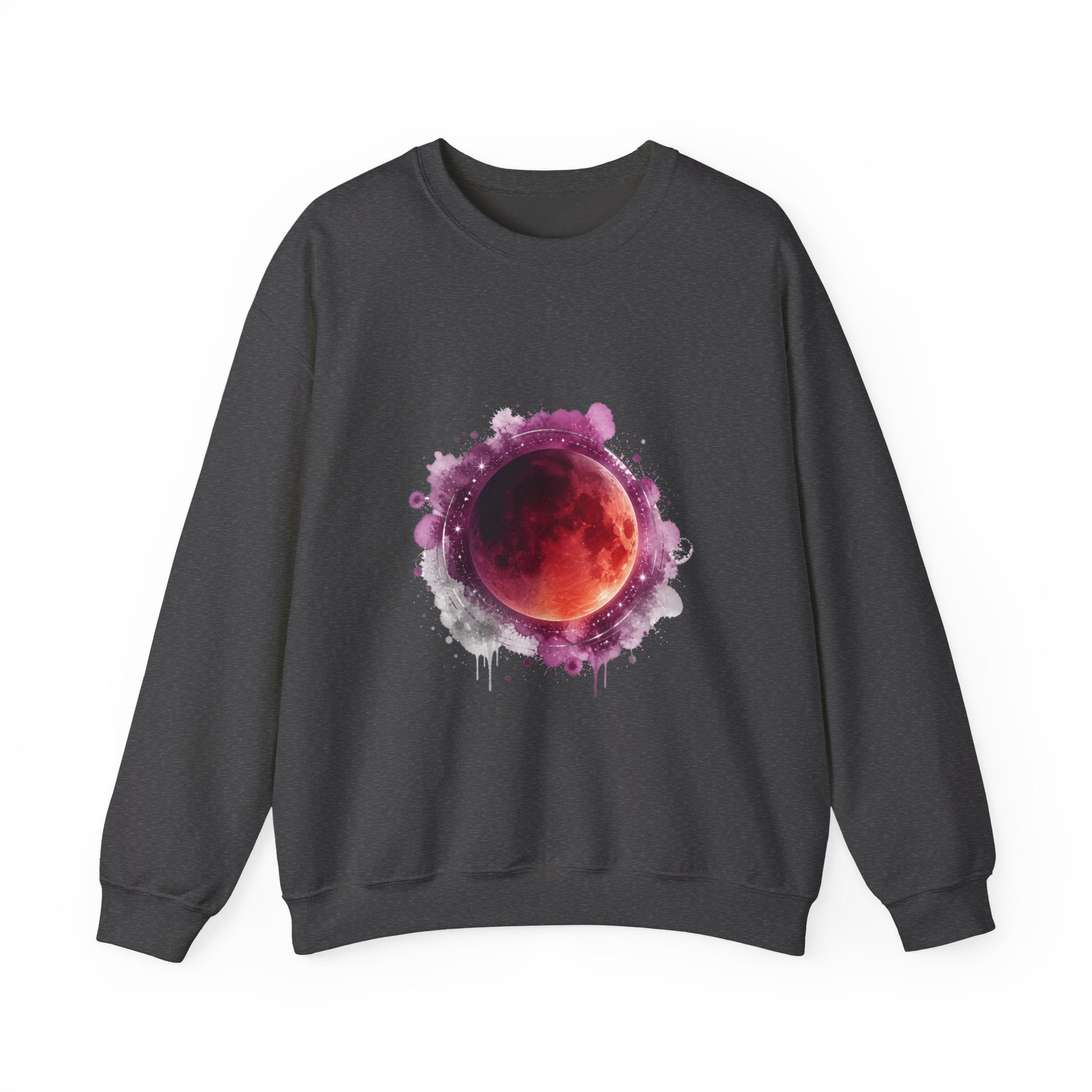 Matching Couple Sweatshirt - Solar & Lunar Eclipse Matching Couple Premium Fleece Sweatshirt Watercolor Art His Hers Birthday Gift - Design B