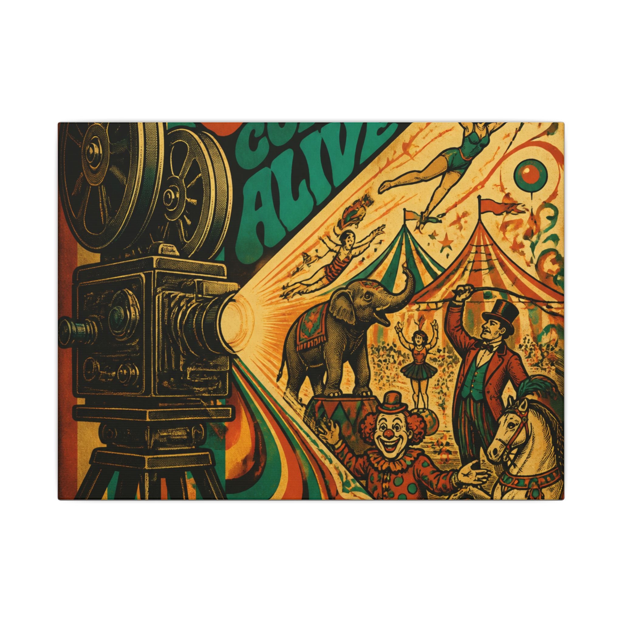 Film Camera Projector Show Wall Art Canvas 16×20 Psychedelic Cafe Decor Maximalist Print