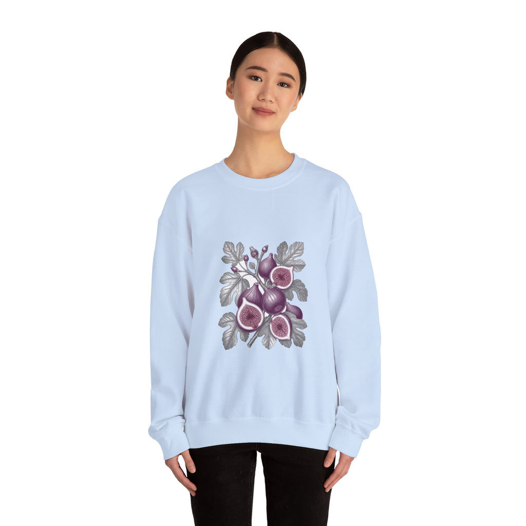 Matching Couple Sweatshirt - Olive Branch & Fig Matching Couple Crewneck Sweatshirt Vintage Art His Hers Wedding Gift - Design B