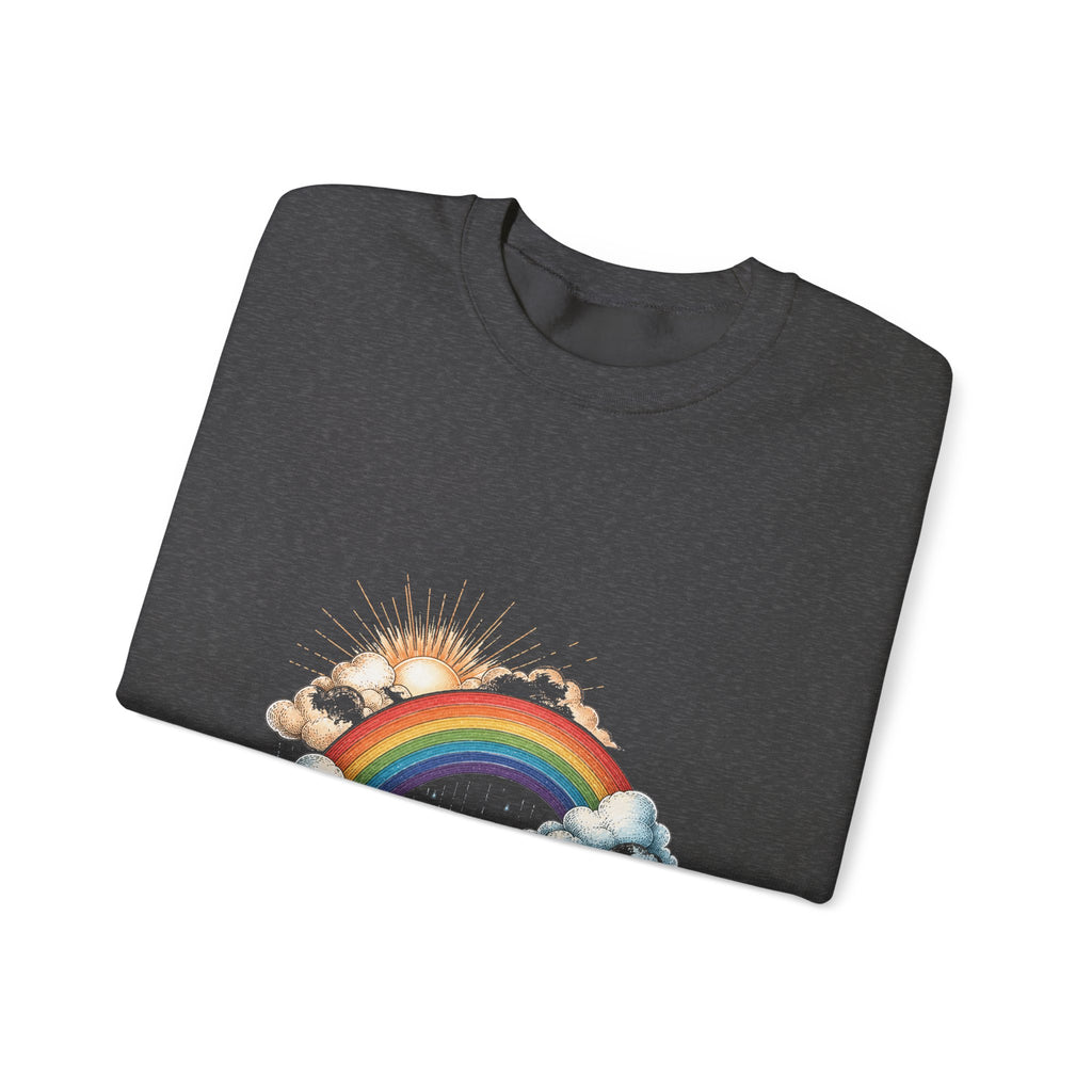 Matching Couple Sweatshirt - Storm & Rainbow Matching Couple Comfort Colors Crew Hand-Drawn Art His Hers Anniversary Gift - Design B