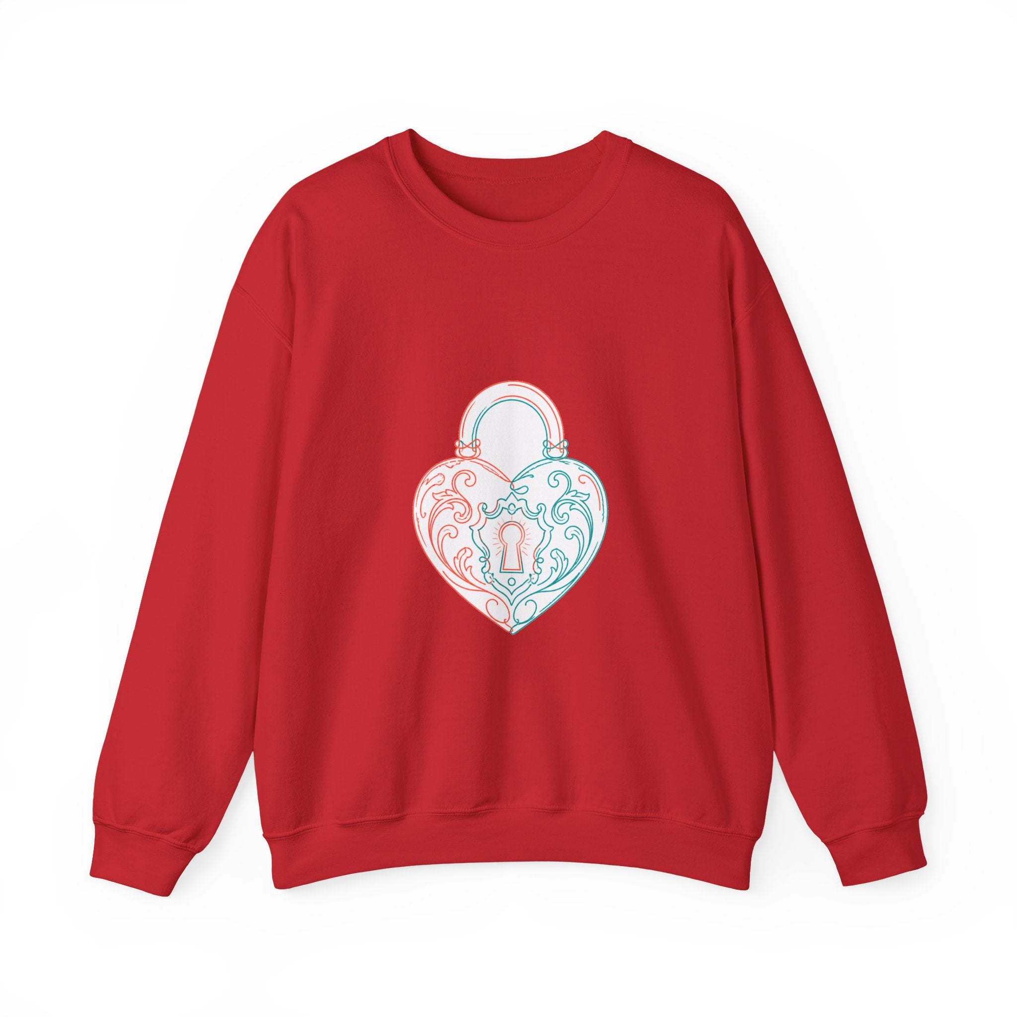 Matching Couple Sweatshirt - Key & Lock Matching Couple Crewneck Sweatshirt Minimalist Art His Hers Valentine Gift - Design B