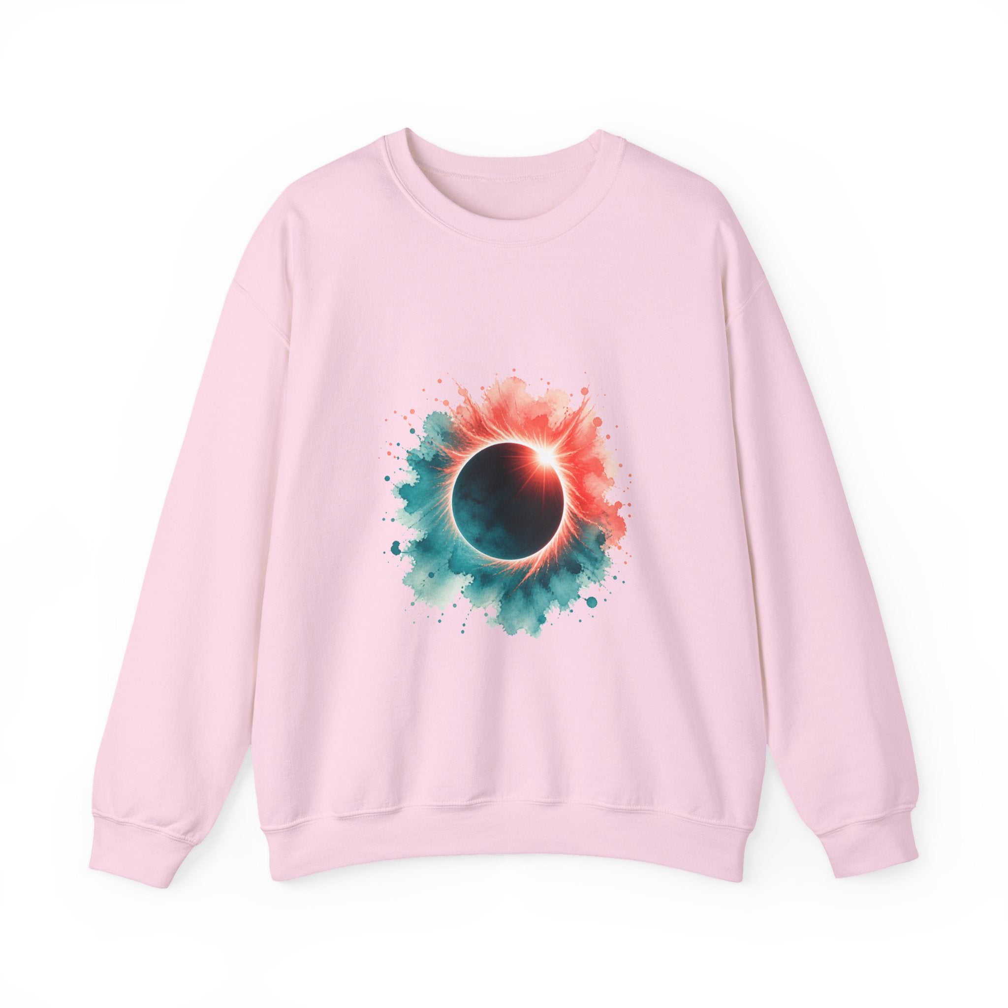 Matching Couple Sweatshirt - Solar & Lunar Eclipse Matching Couple Crewneck Sweatshirt Watercolor Art His Hers Engagement Gift - Design A
