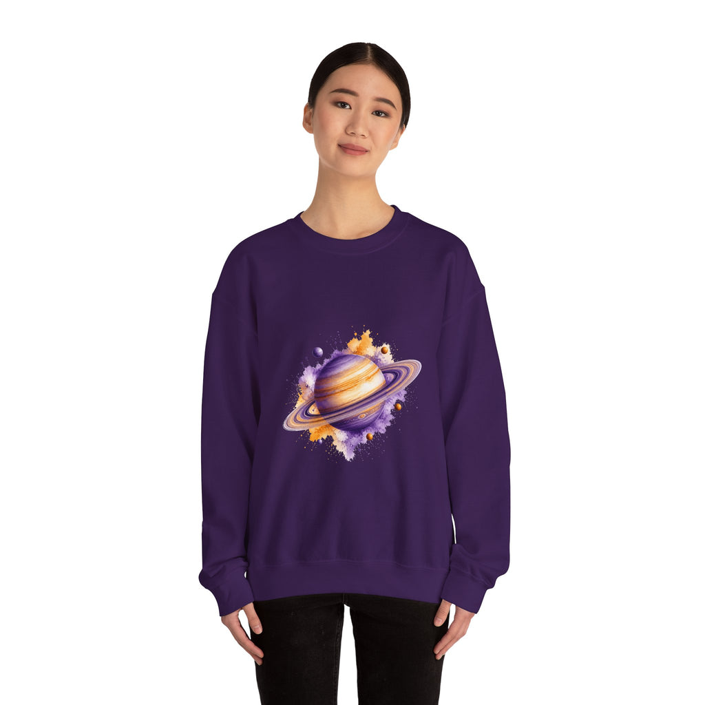 Matching Couple Sweatshirt - Saturn & Jupiter Matching Couple Comfort Colors Crew Watercolor Art His Hers Birthday Gift - Design A